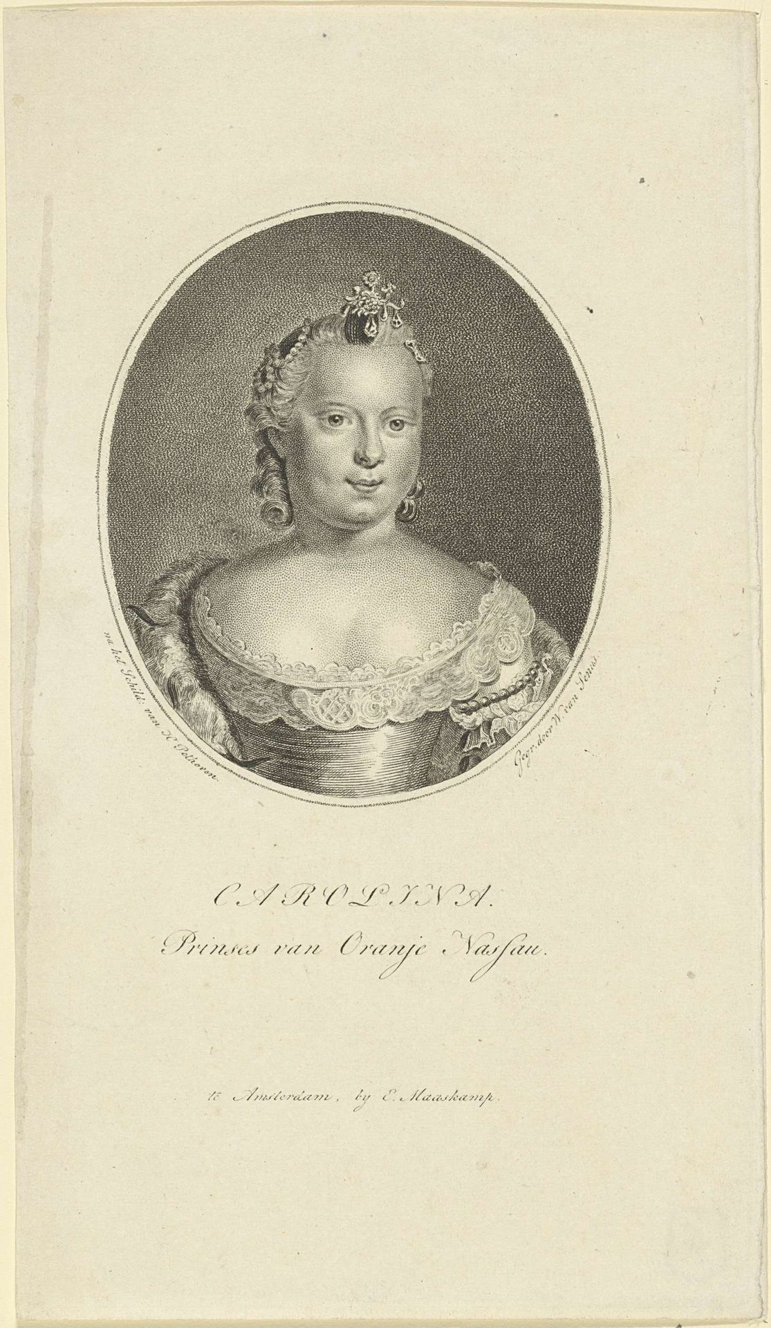 Portret van Carolina, prinses van Oranje-Nassau by Willem van Senus
