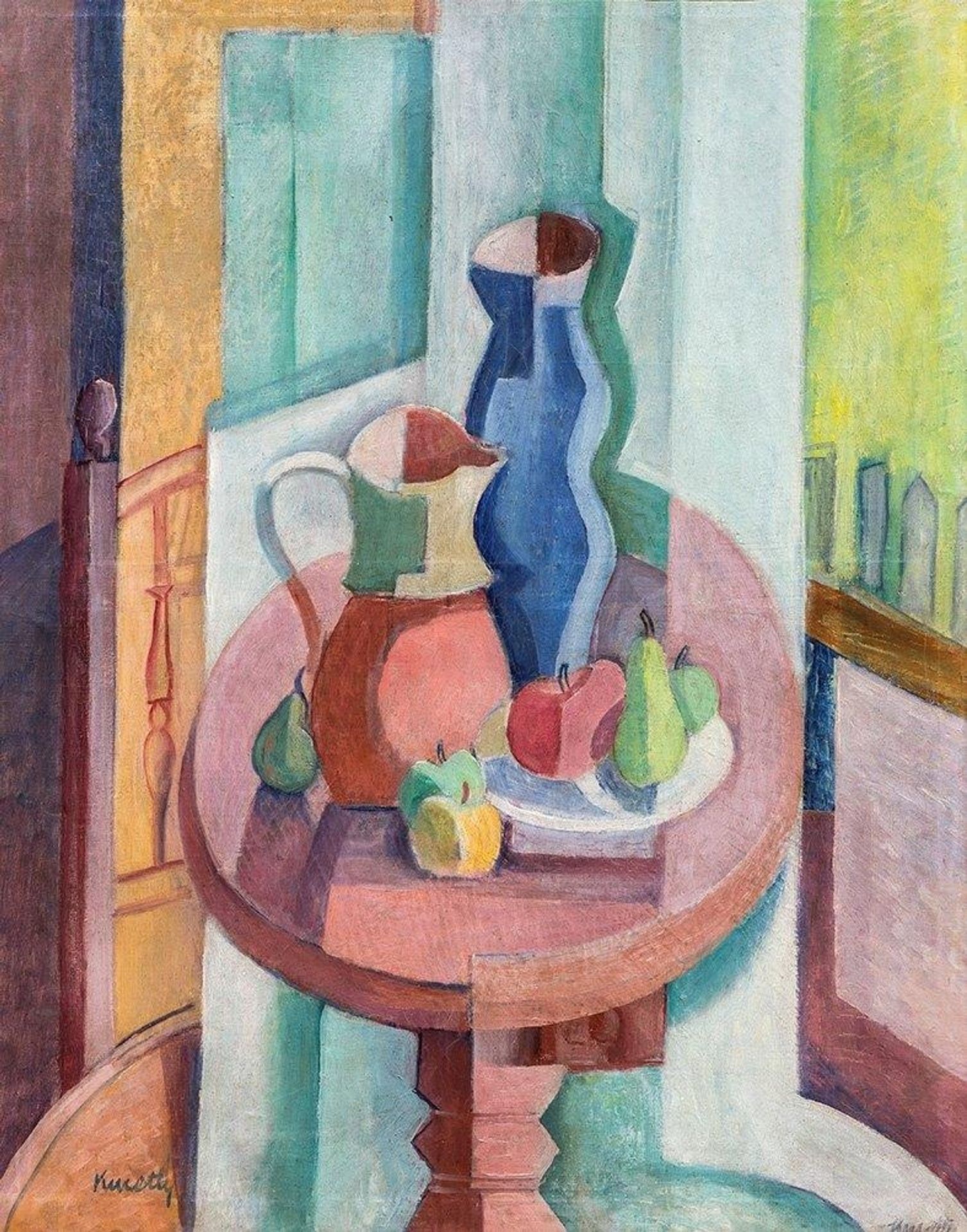 Fruit Still Life with Blue Jug by Kmetty János