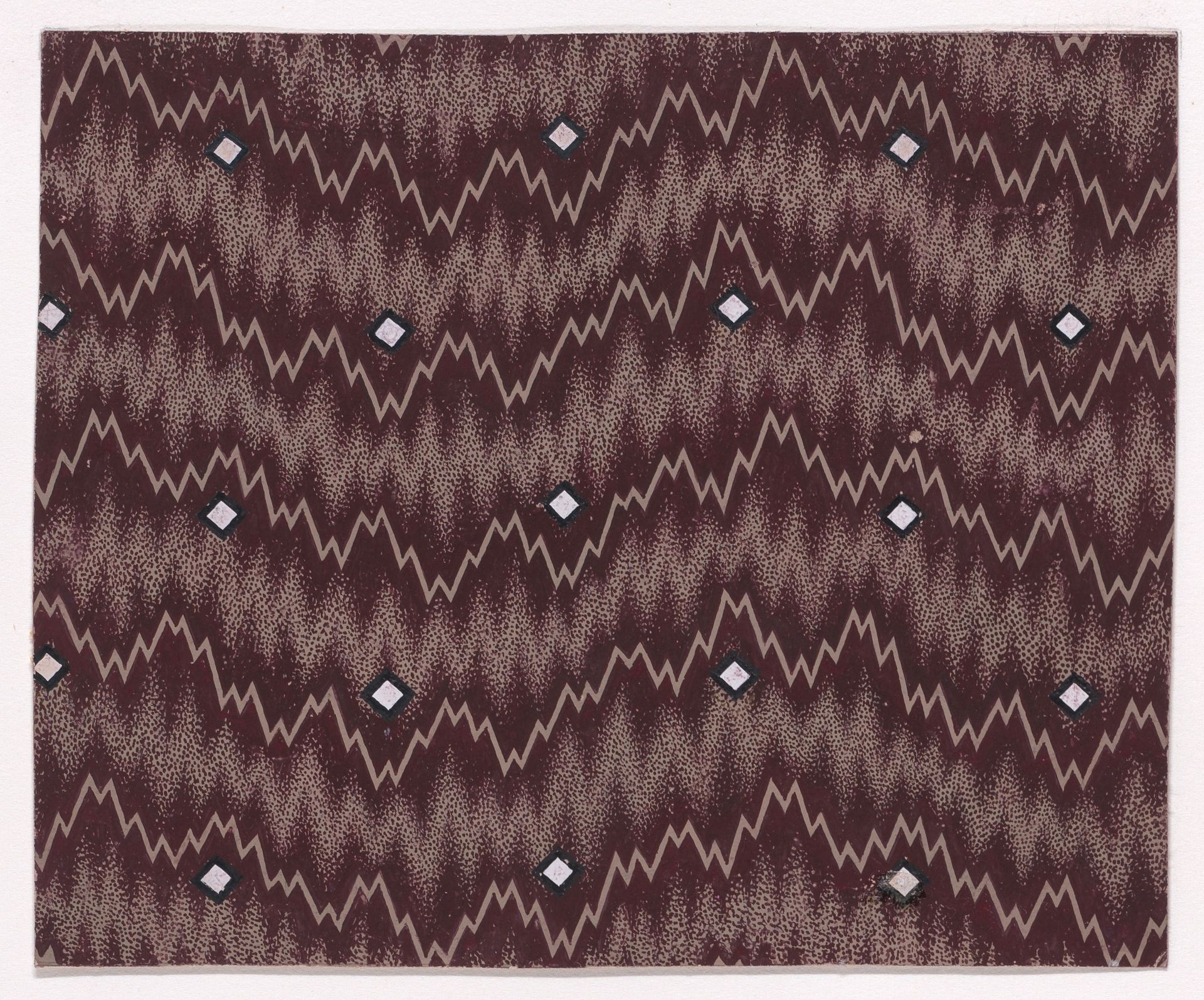Textile Design with Undulating Horizontal Zig-Zagging Lines and Alternating Rows of Lozenges by Anonymous