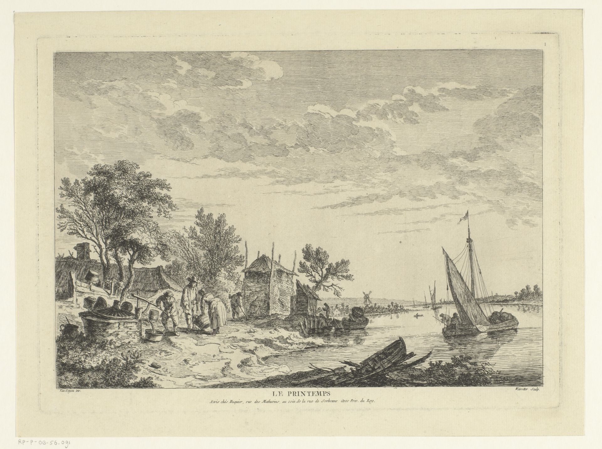Figuren bij een waterput aan een rivier by Franz Edmund Weirotter