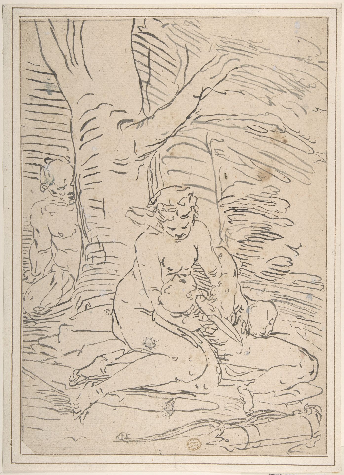 Venus, Cupid and Satyr by Luca Cambiaso
