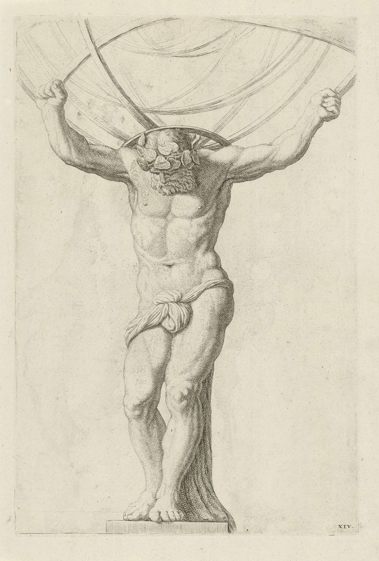 Beeld van Atlas op de achtergevel van het Stadhuis op de Dam by Hubert Quellinus