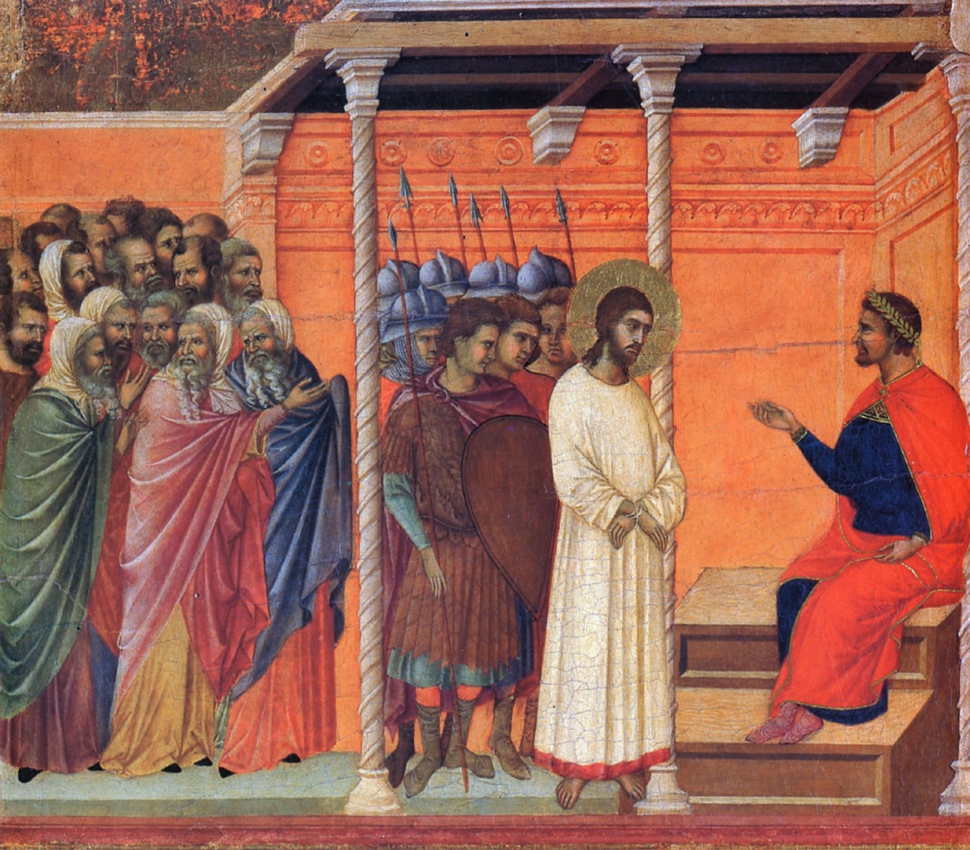 Christ before Pilate by Duccio