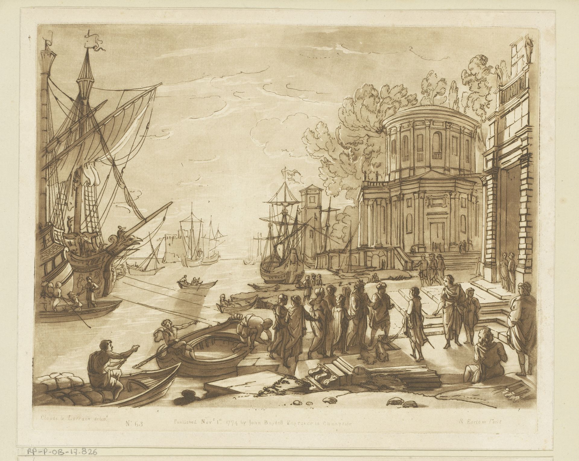 Zeehaven met aankomst van Cleopatra in Tarsus by Richard Earlom