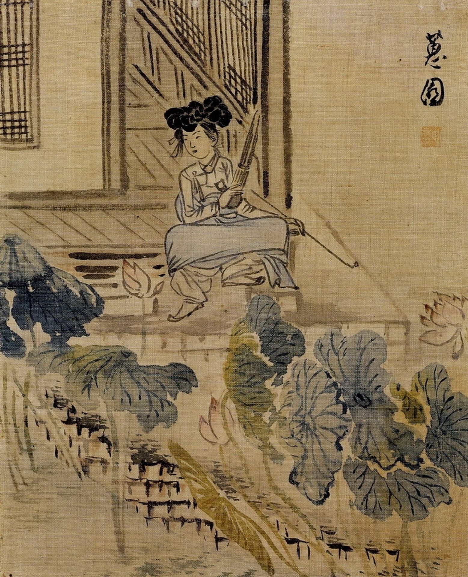 Woman at Yeondang by Shin Yoon-bok