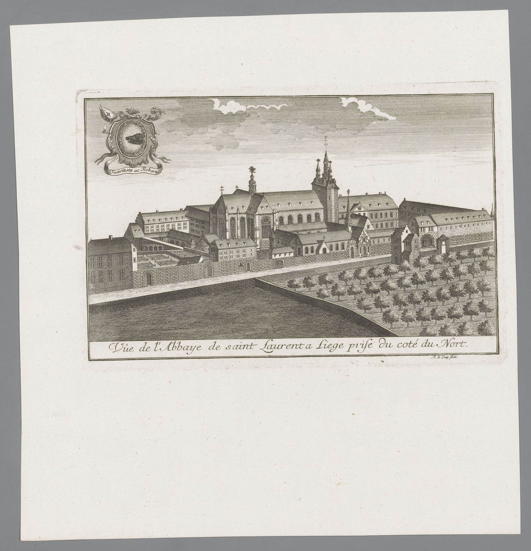 Gezicht op de Sint-Laurentiusabdij in Luik by Anonymous