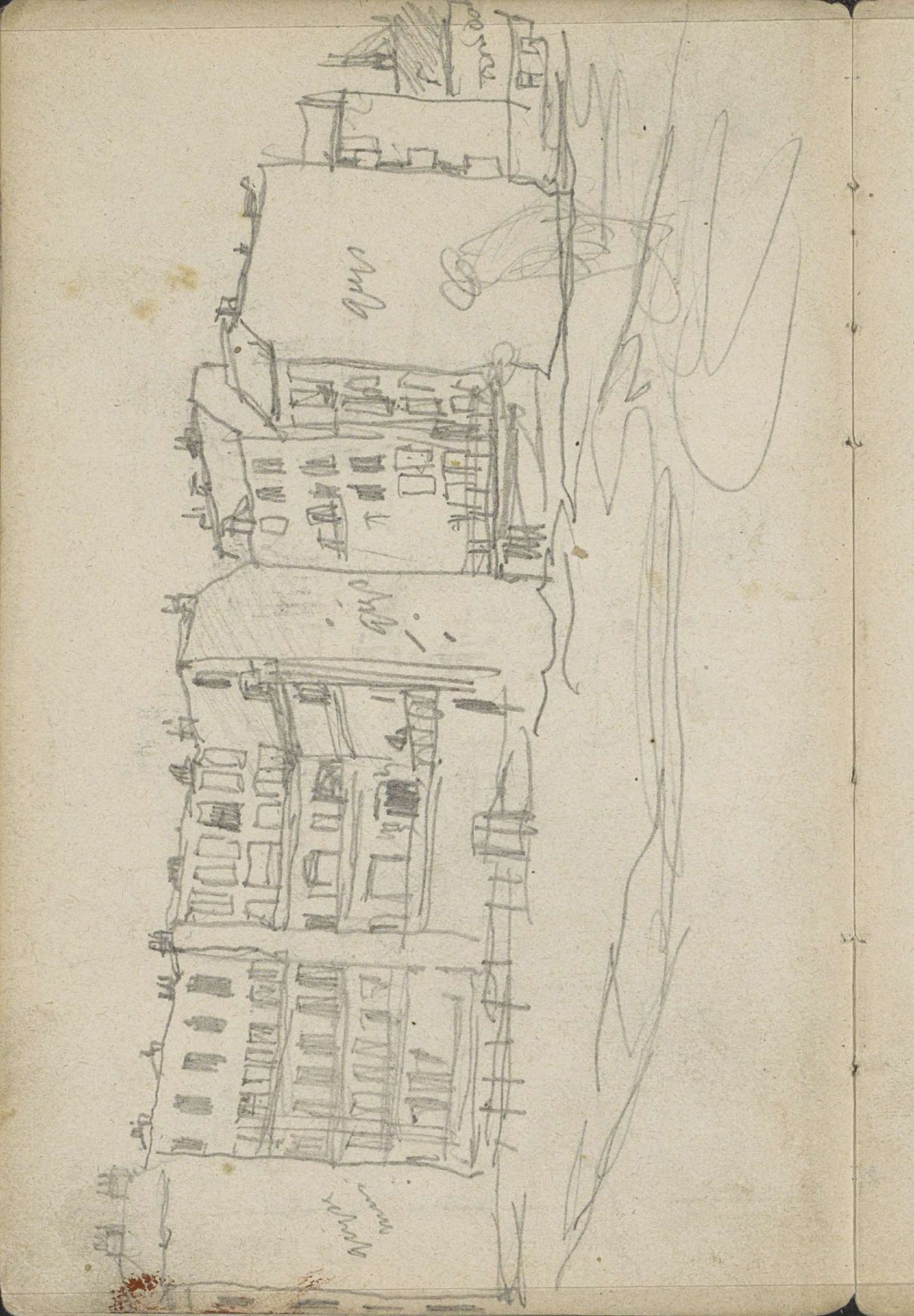 Gezicht op gebouwen in de Van Lennepbuurt te Amsterdam by George Hendrik Breitner