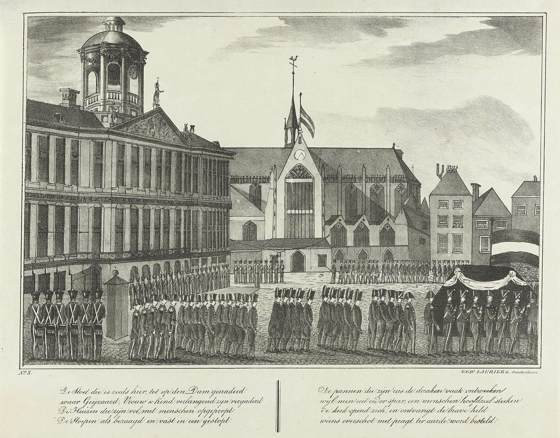 Aankomst van de lijkstoet van Jan van Speijk op de Dam, 1832 by Anonymous