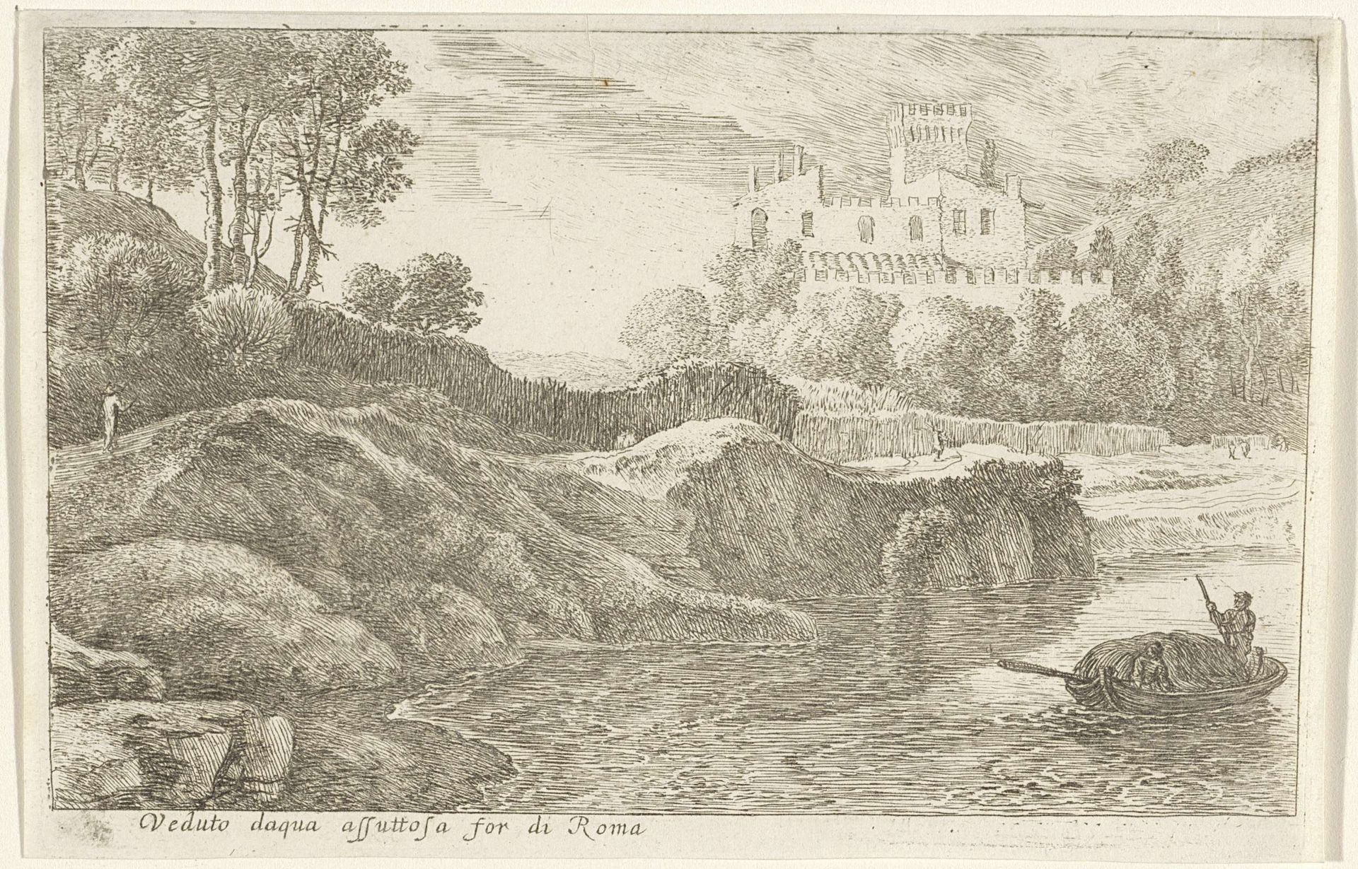 Gezicht op Acqua Acetosa by Herman van Swanevelt