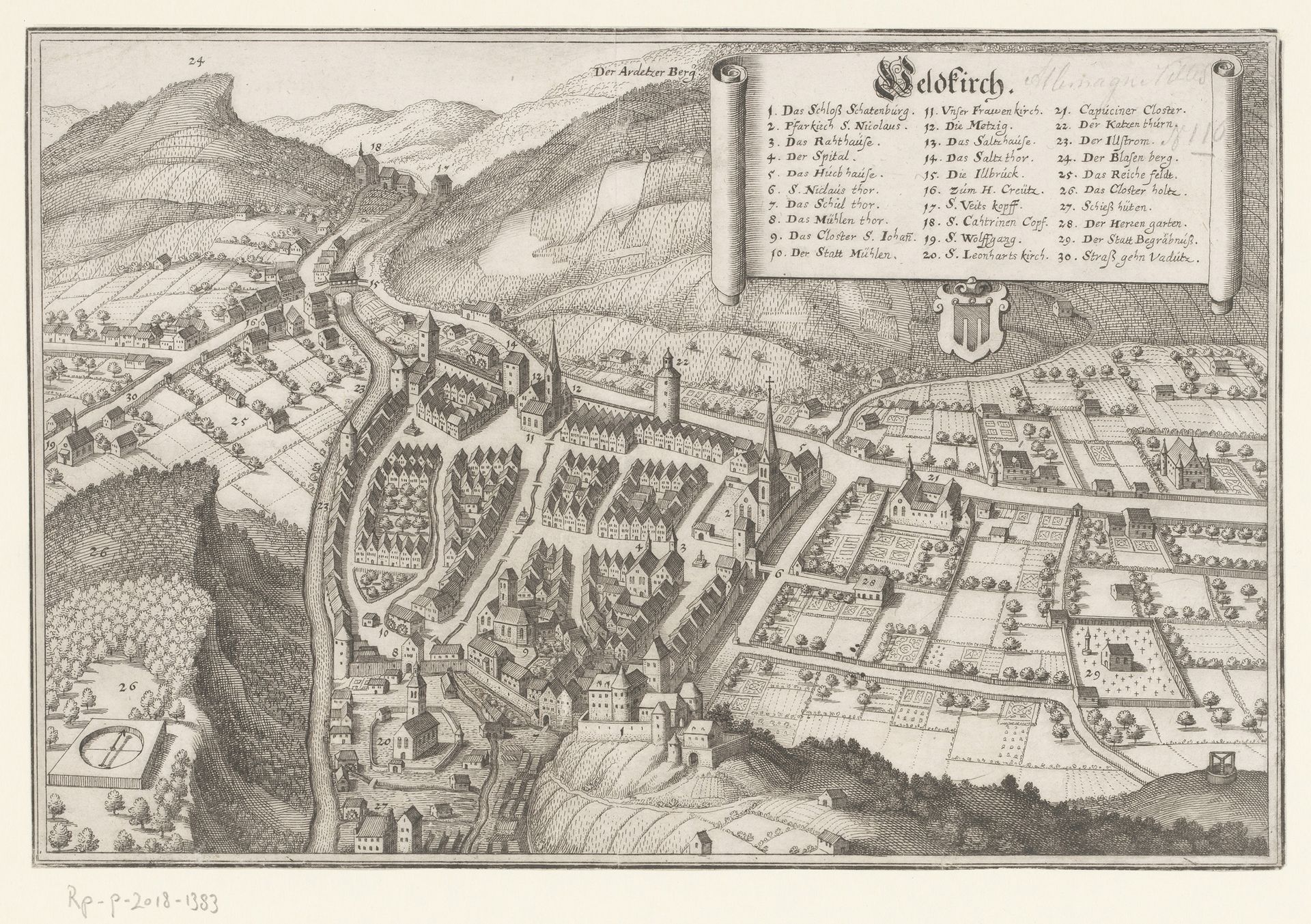 Gezicht op Feldkirch by Matthäus (I) Merian