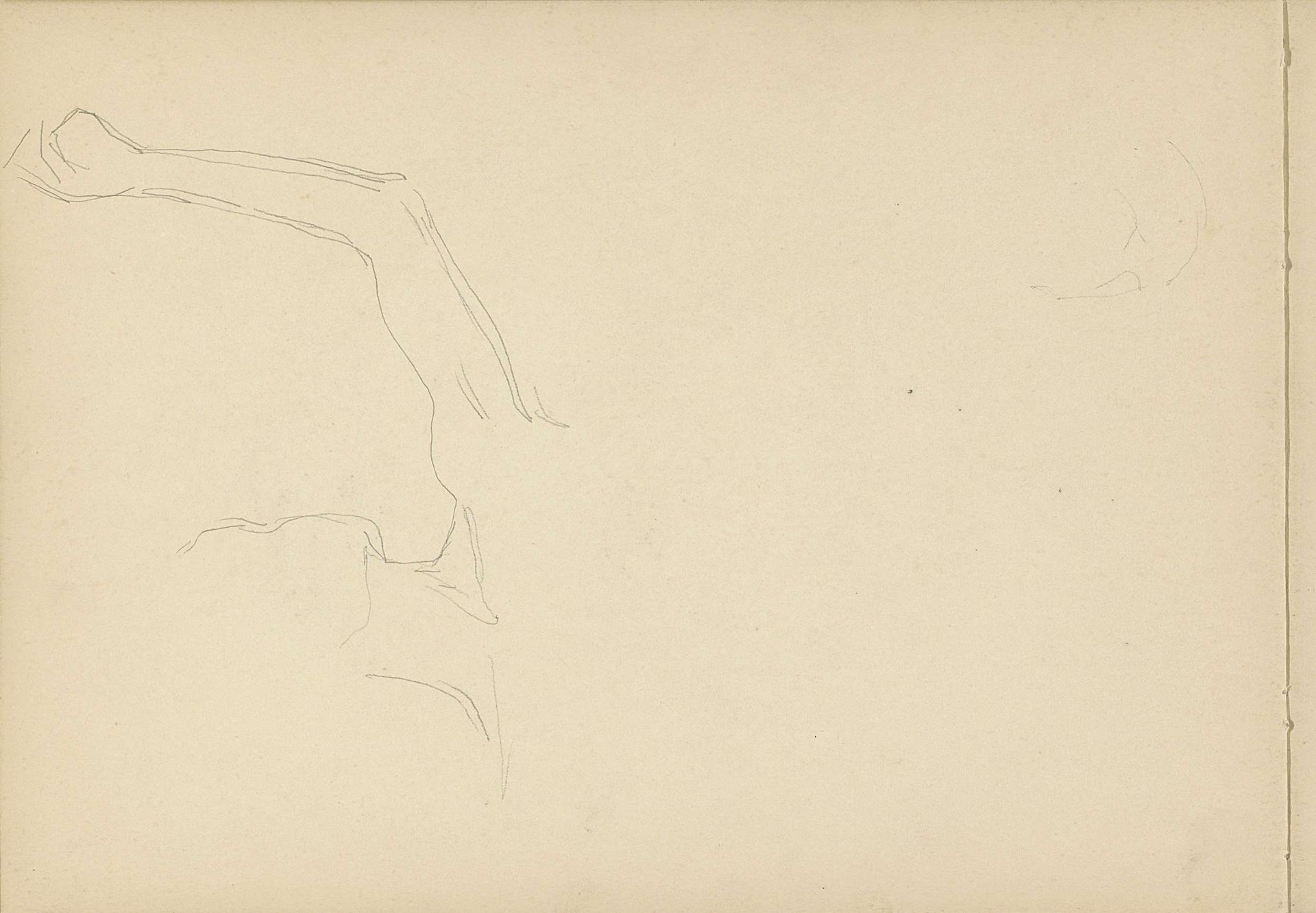 Hoofd en schouder met opgeheven arm by Antoon Derkinderen