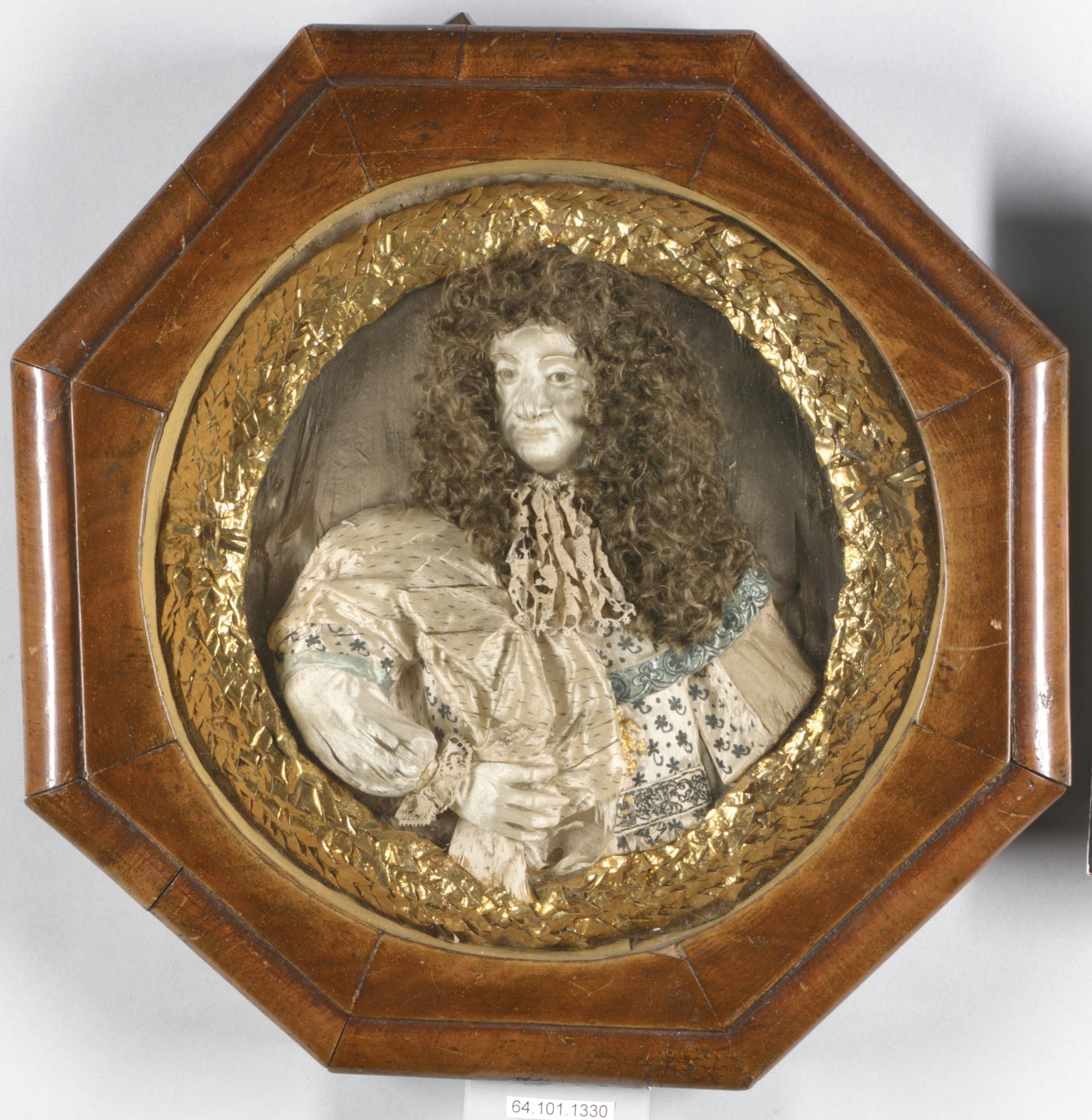 Portrait of Charles II in raised work embroidery by John Baptist Gaspars