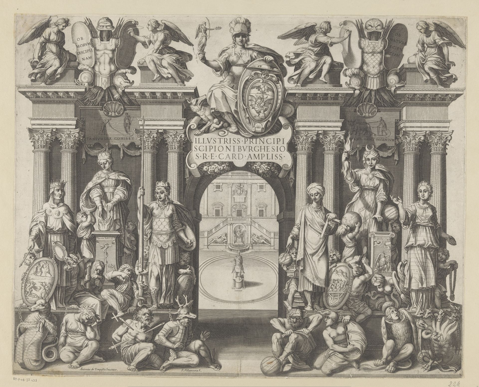 Allegorie op kardinaal Scipione Borghese by Francesco Villamena