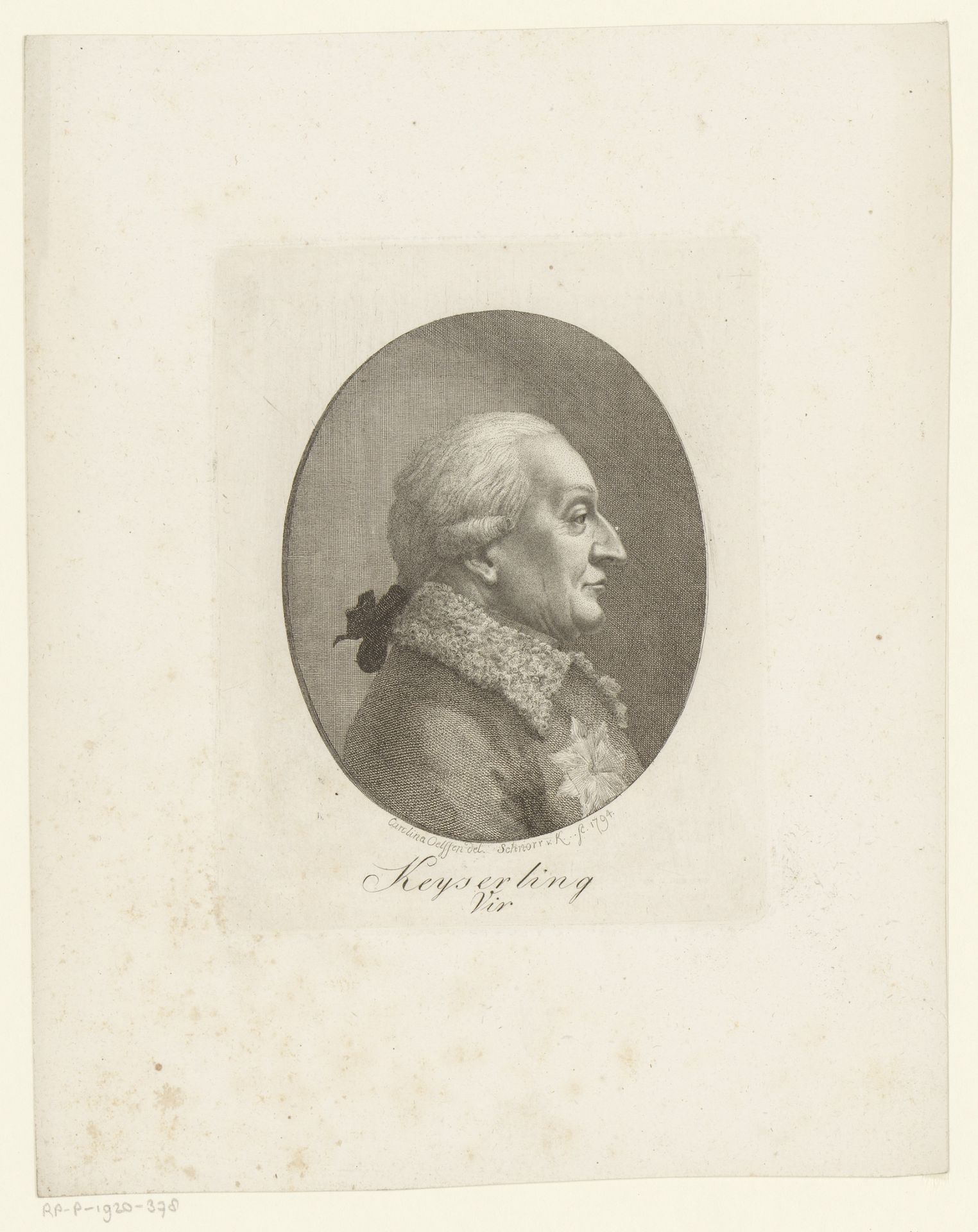 Portret van Dietrich von Keyserling by Hans Veit Friedrich Schnorr von Carolsfeld