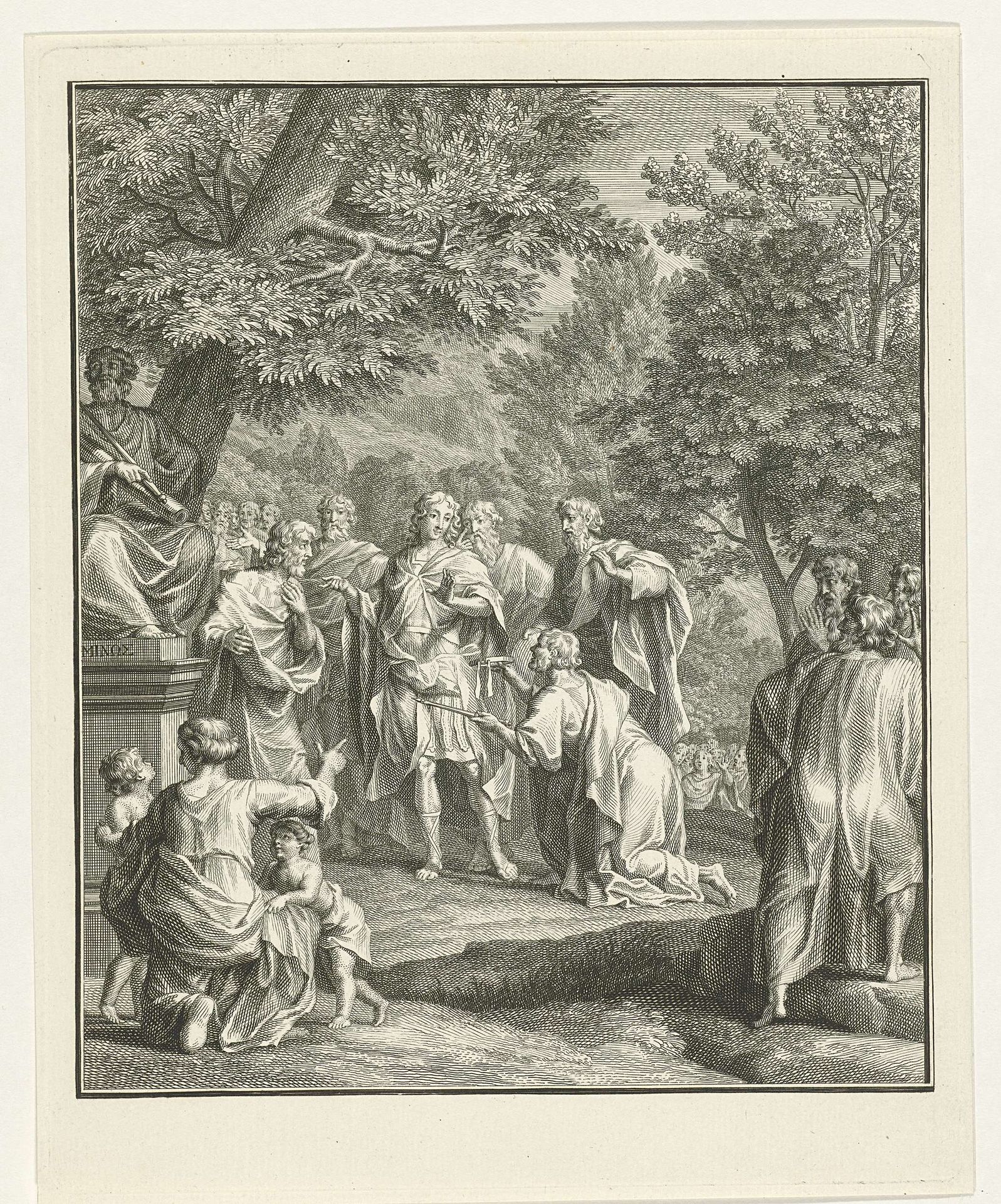 Telemachus weigert de kroon en scepter der Kretenzers by Jacob Folkema