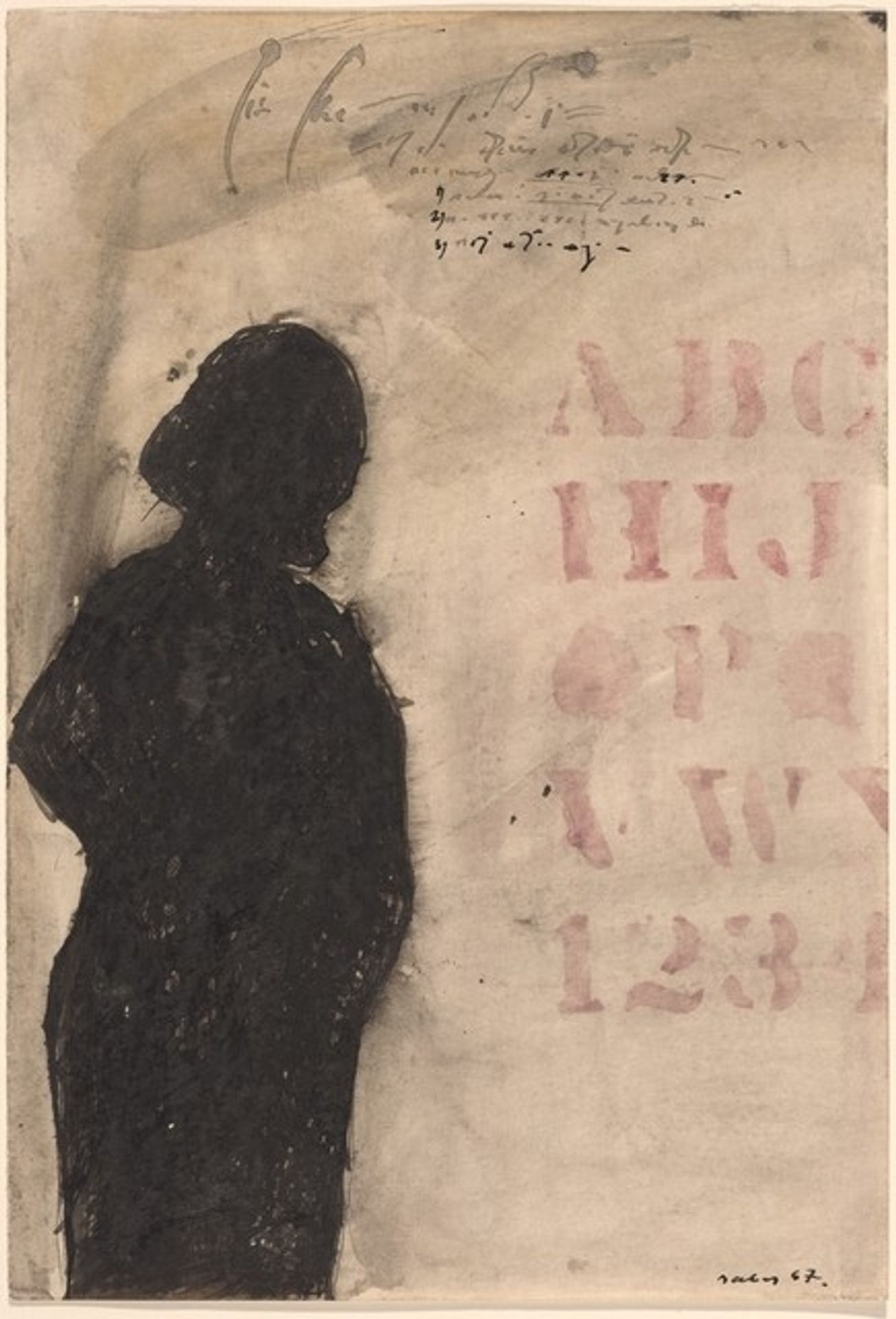 Black Figure with Letters by Jirí Balcar