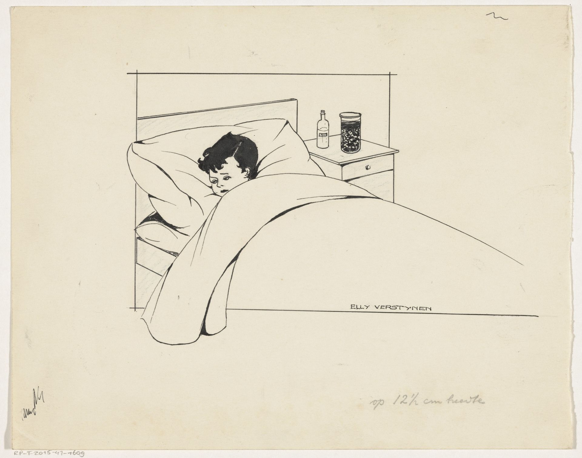 Jongen in bed by Elly Verstijnen