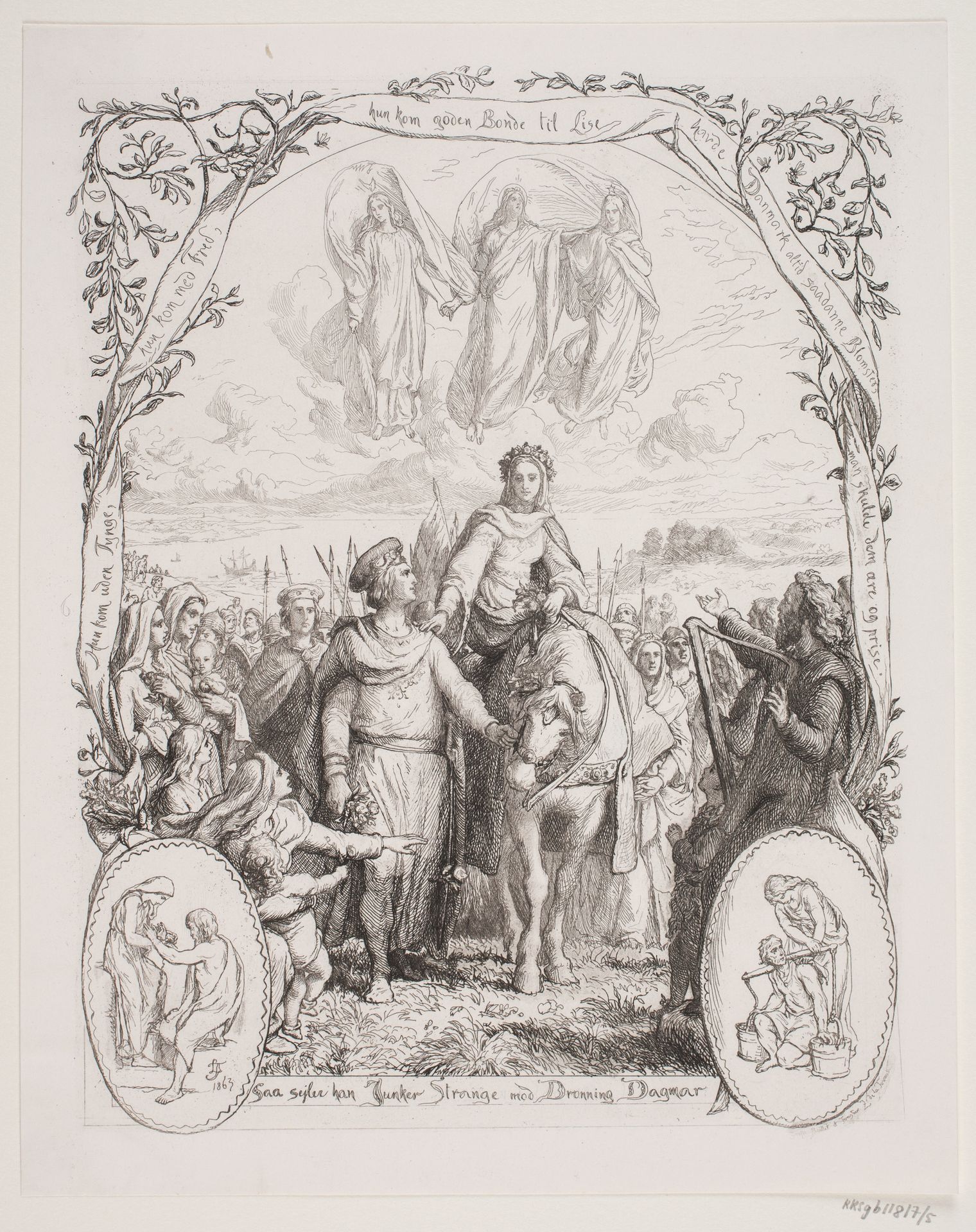 Illustration nr. 6 til "Visen om Dronning Dagmars ankomst til Danmark" by Lorenz Frølich