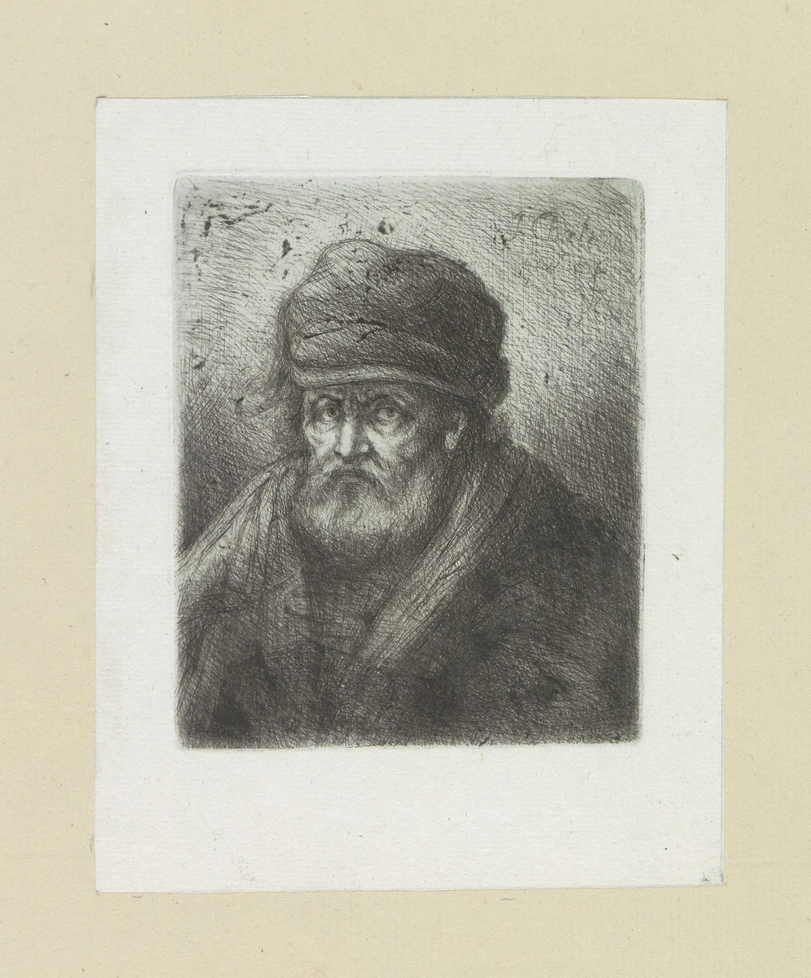 Oude man met baard en muts by Jan Chalon