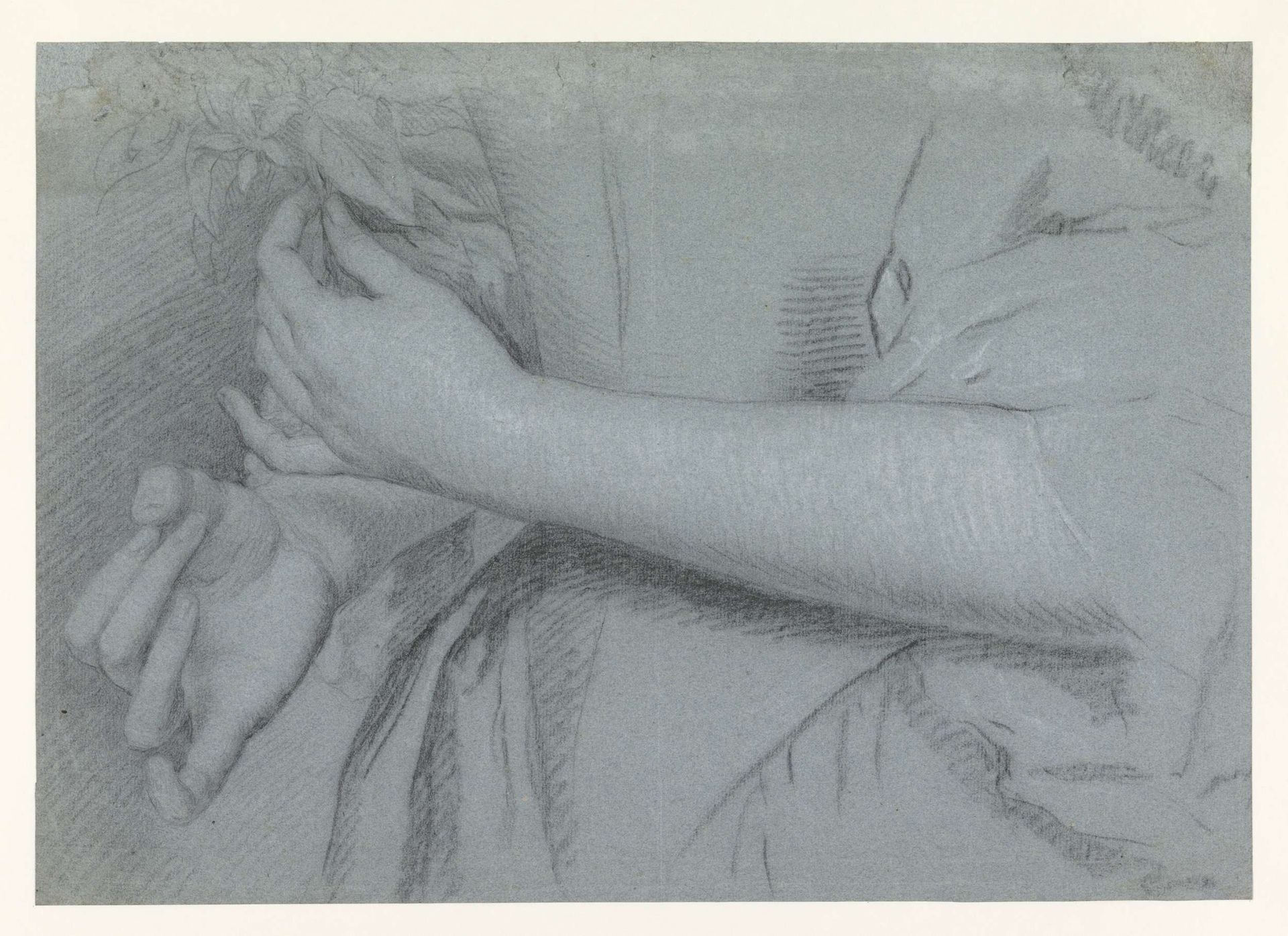 Taille van een vrouw, arm en handen by Anthony van Dyck
