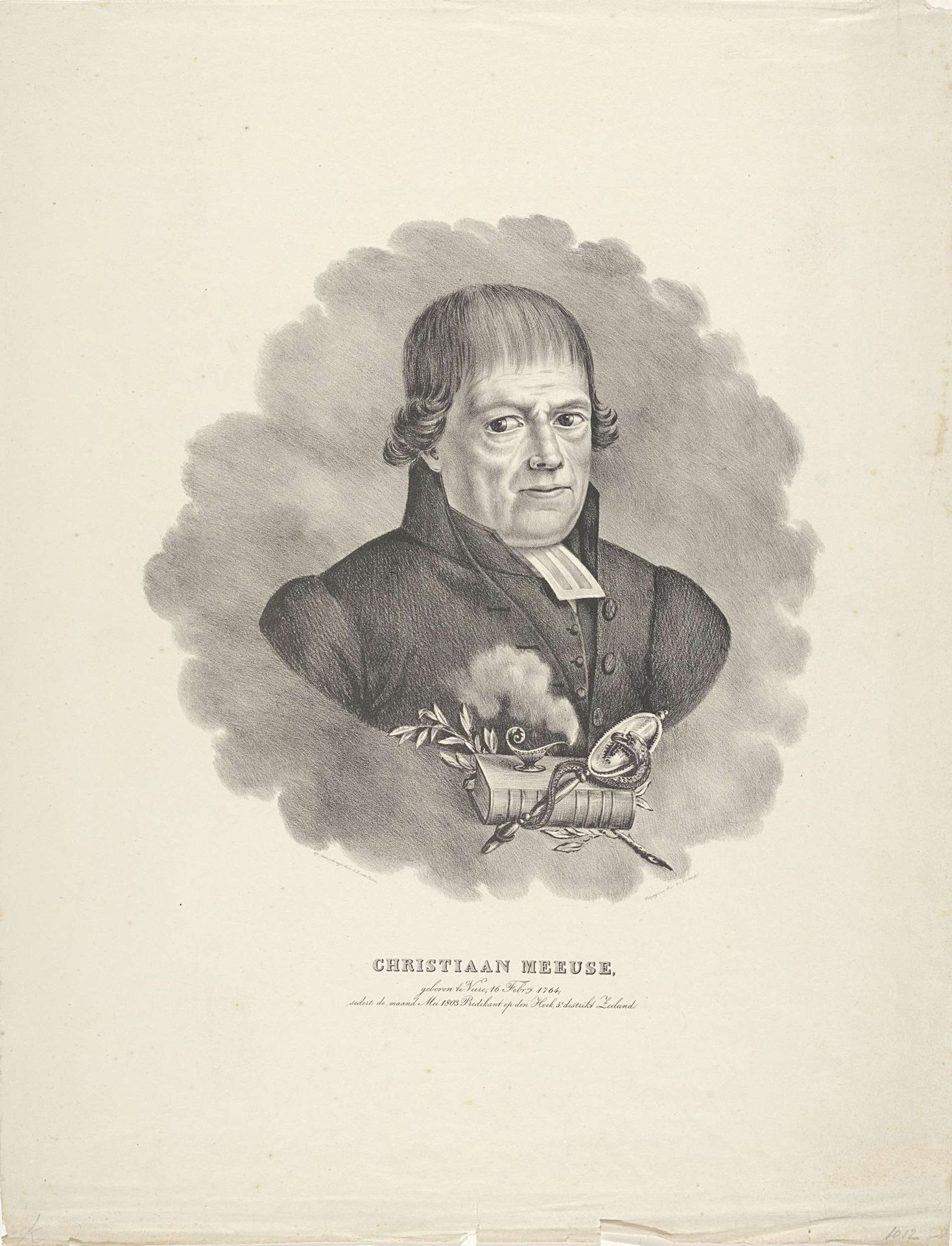 Portret van predikant Christiaan Meeuse by Abraham Dirk van Boven