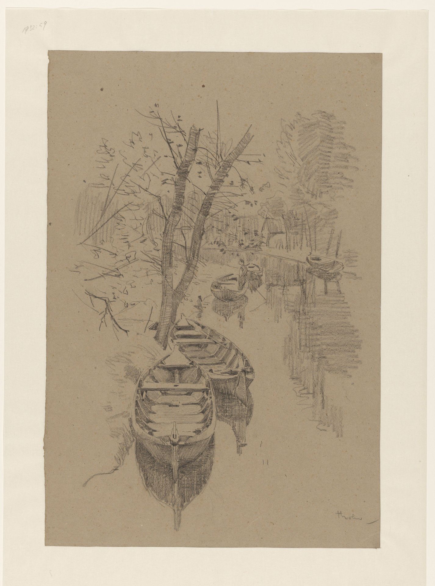 Beek met schuitjes by Willem Bastiaan Tholen
