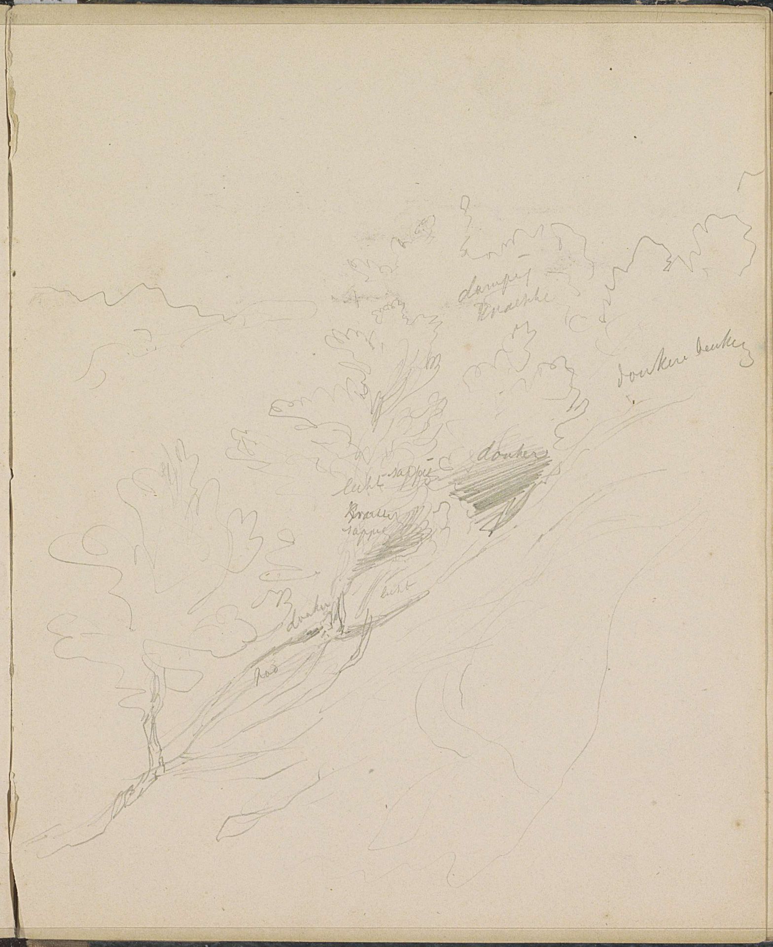Heuvellandschap met bomen by Johannes Tavenraat
