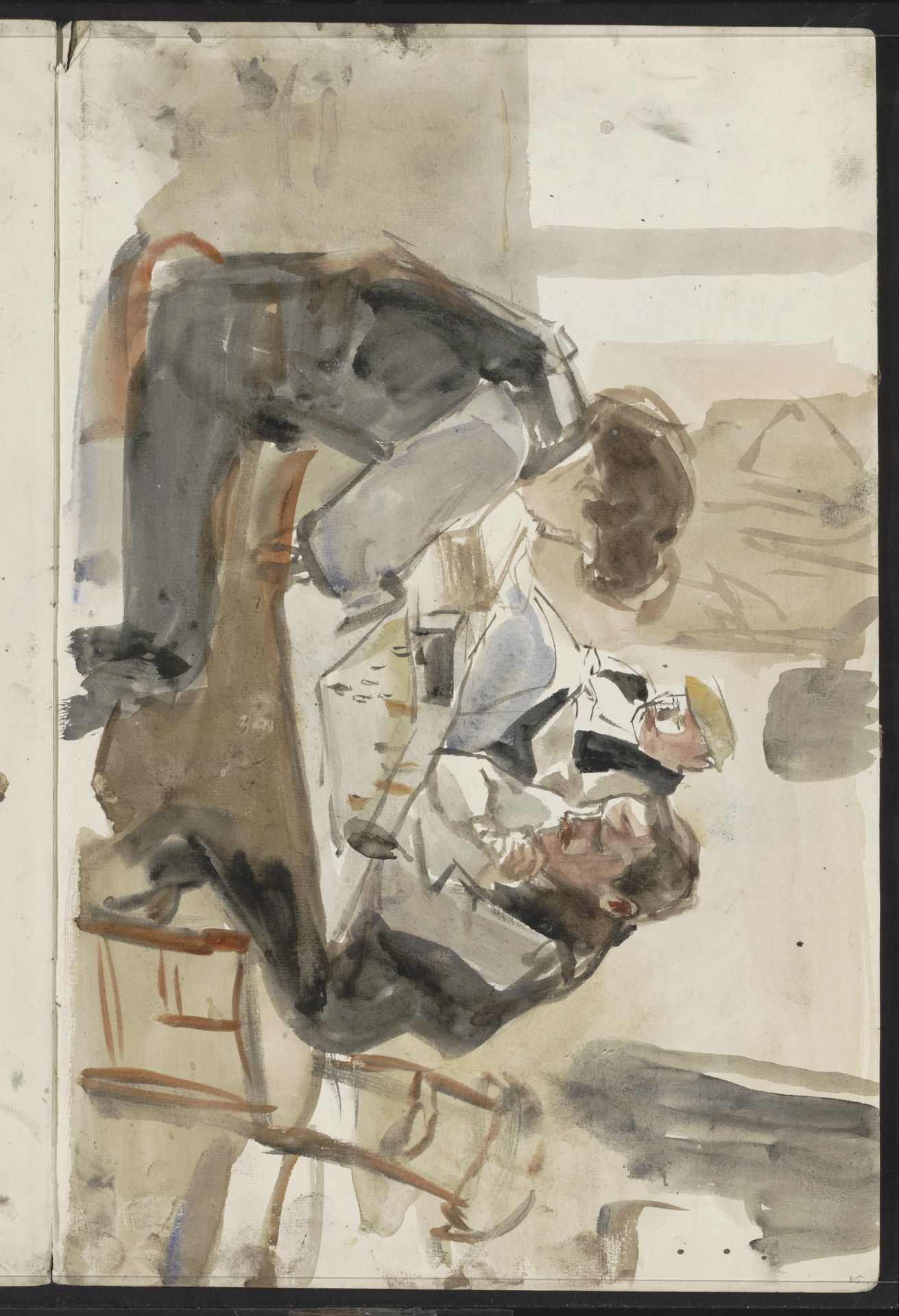 Schaakspelende mannen by Isaac Israels