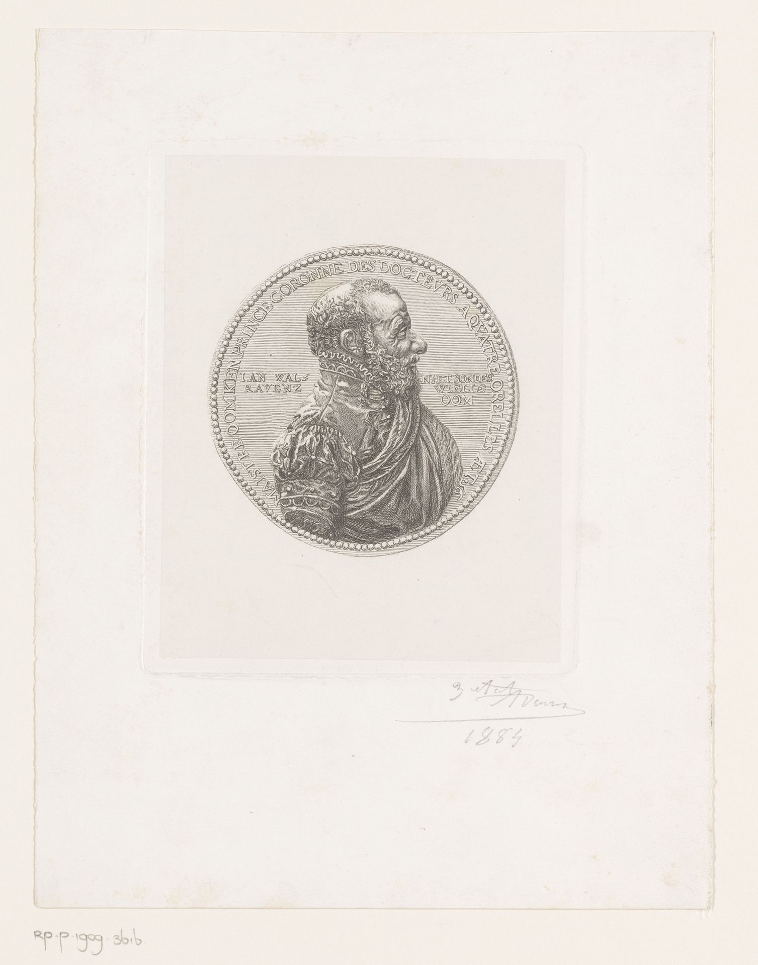 Medaille met portret van Jan Walravenz uit 1563 by Auguste Danse