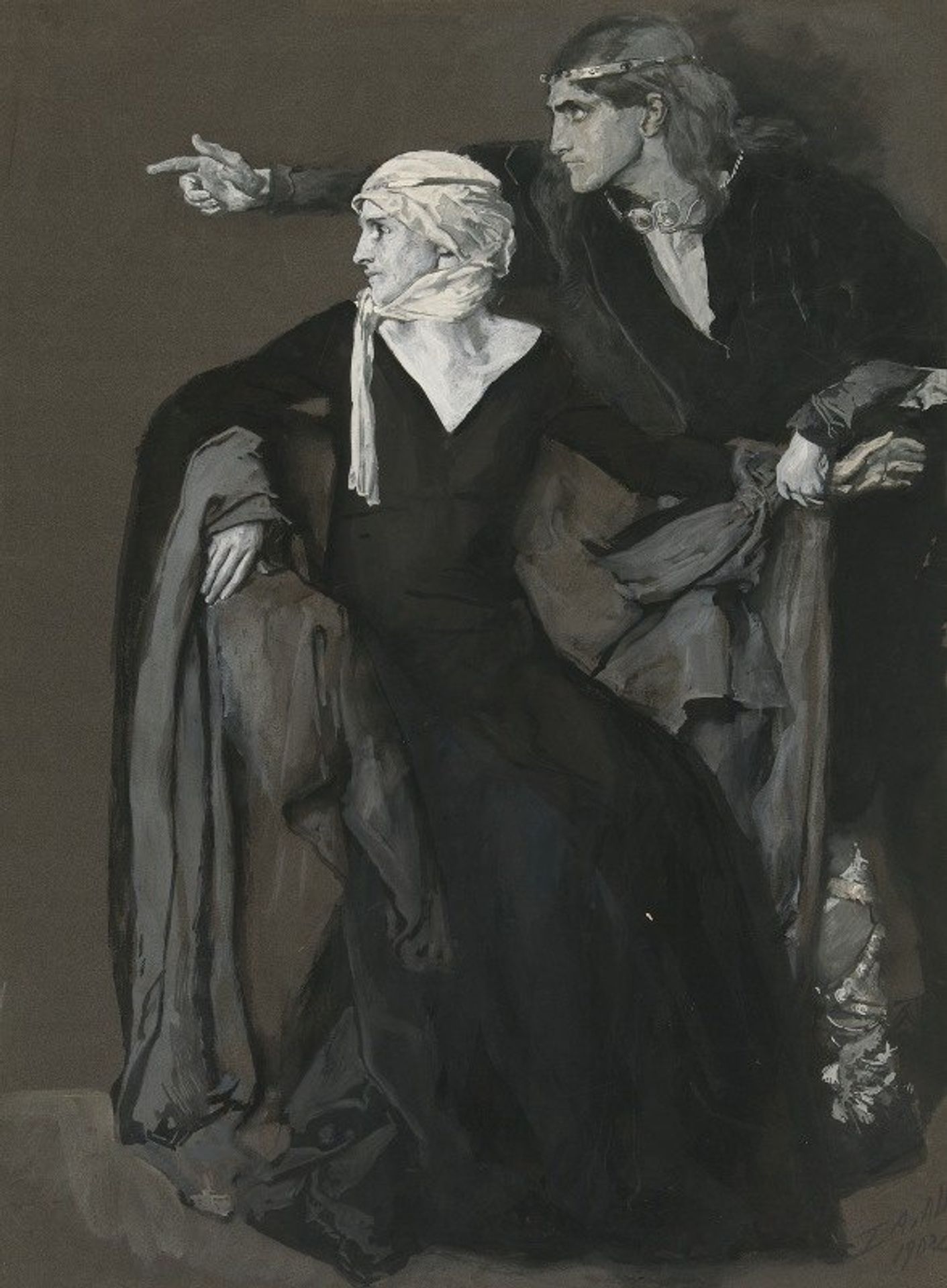Hamlet; ‘Why look you there! look how it steals away – out at the portal!’ Act III, Scene iv, Hamlet by Edwin Austin Abbey