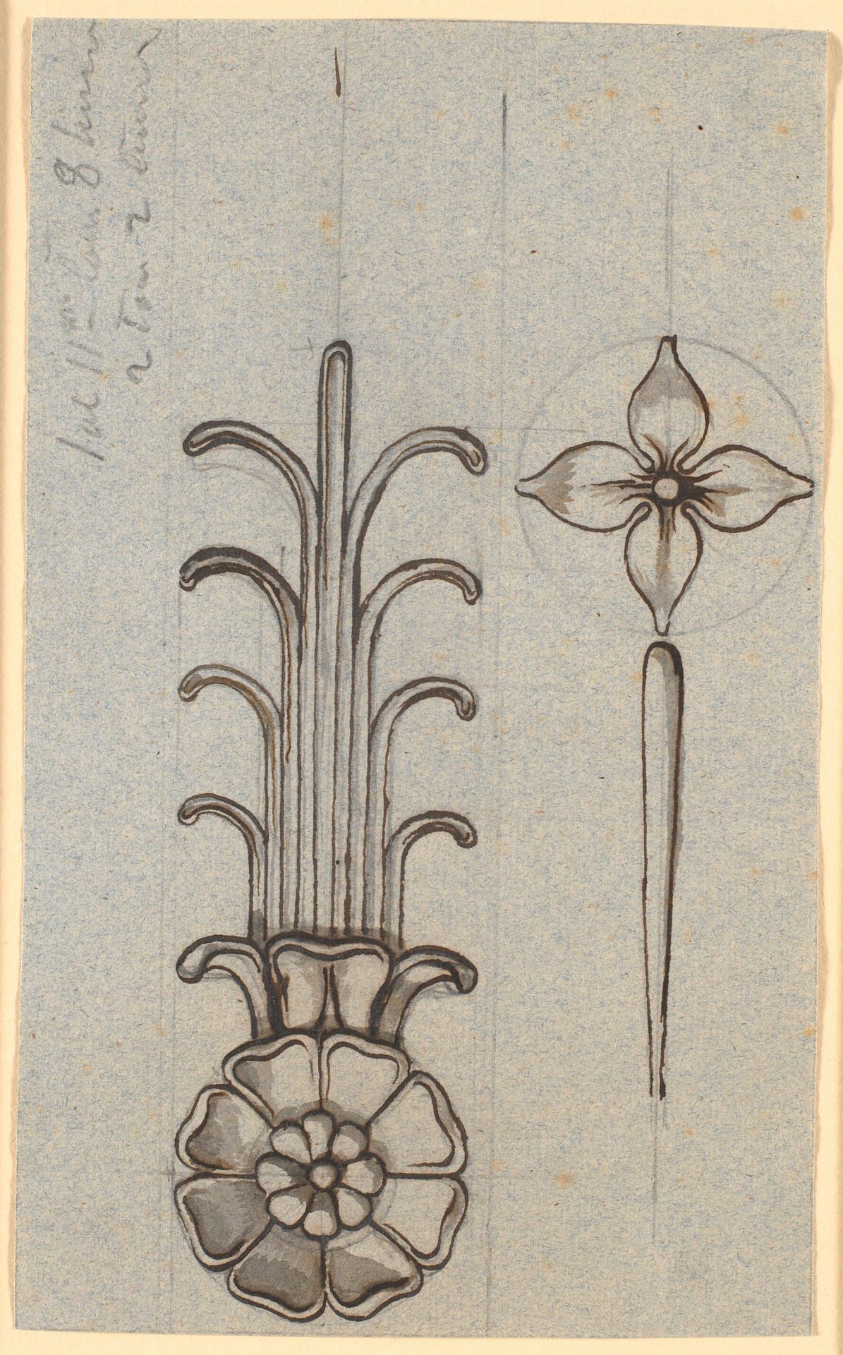 Udkast til rosetter og planteornament, beregnet for træ eller metal by Nicolai Abildgaard