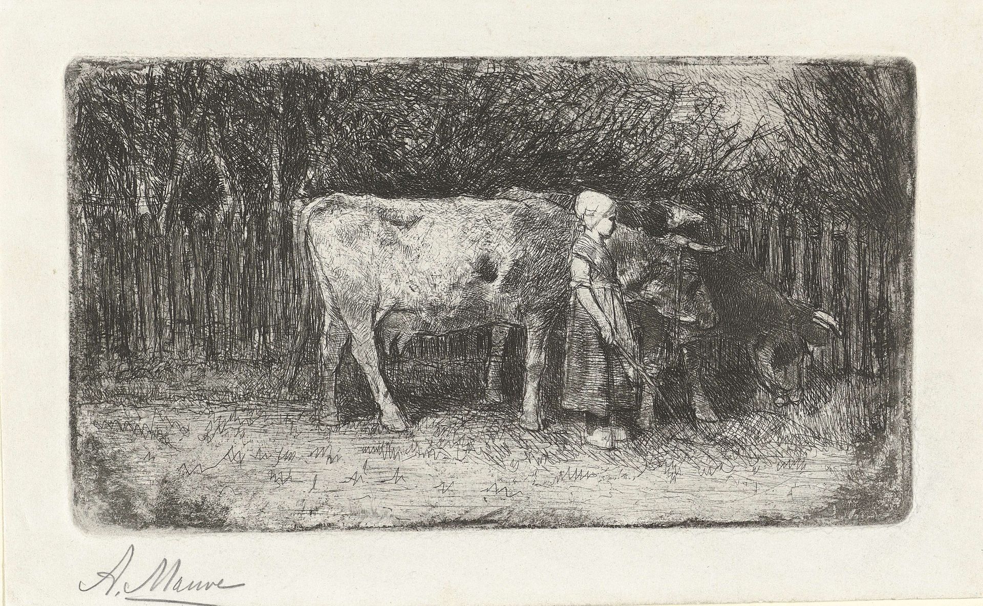 Meisje bij de koeien by Anton Mauve