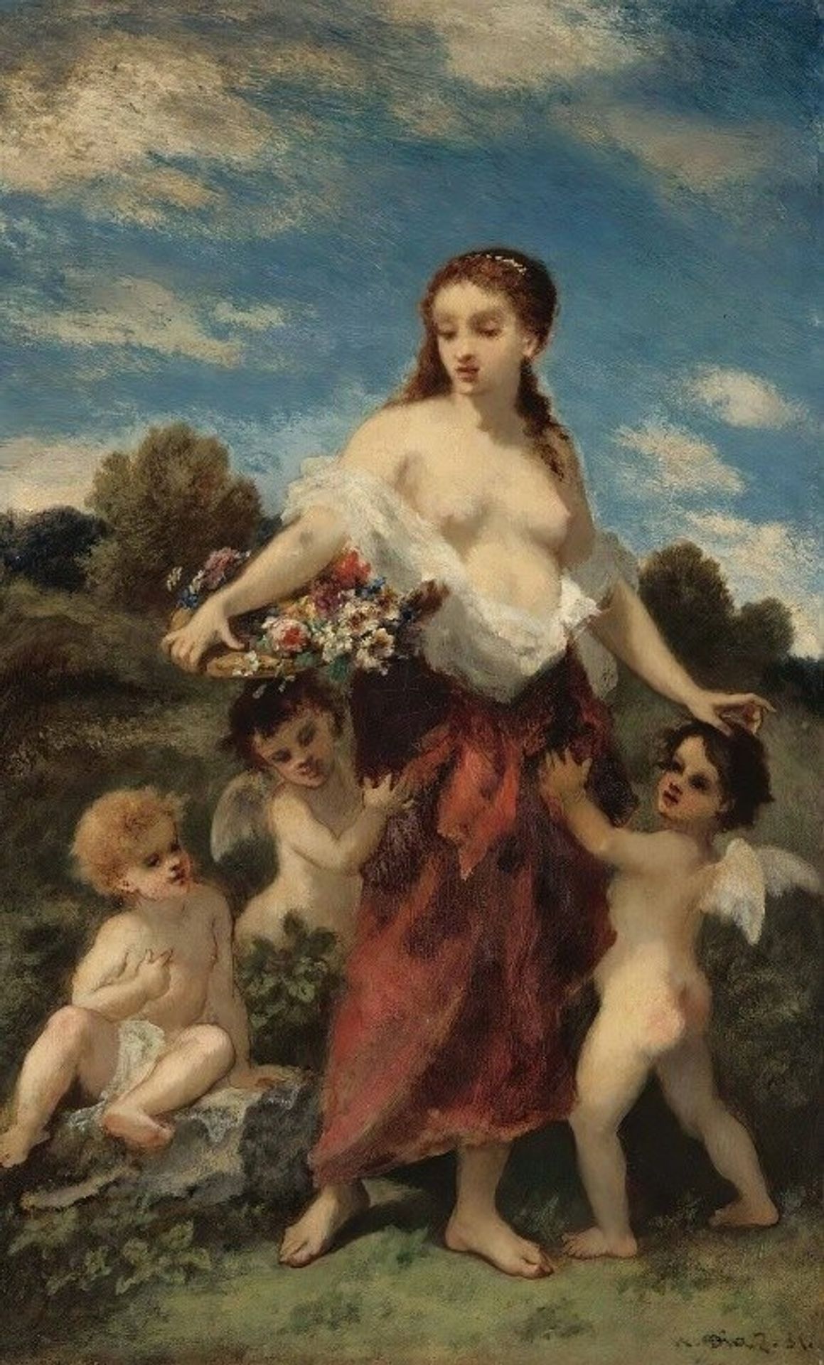 Flore Saisie Par L’amour Or L’innocence En Danger by Narcisse-Virgilio Diaz