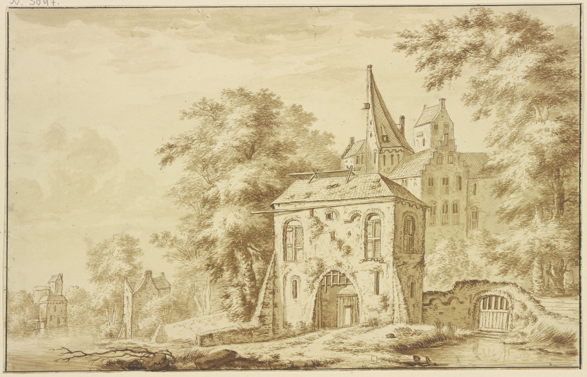 City gate with portcullis by Abraham Rademaker