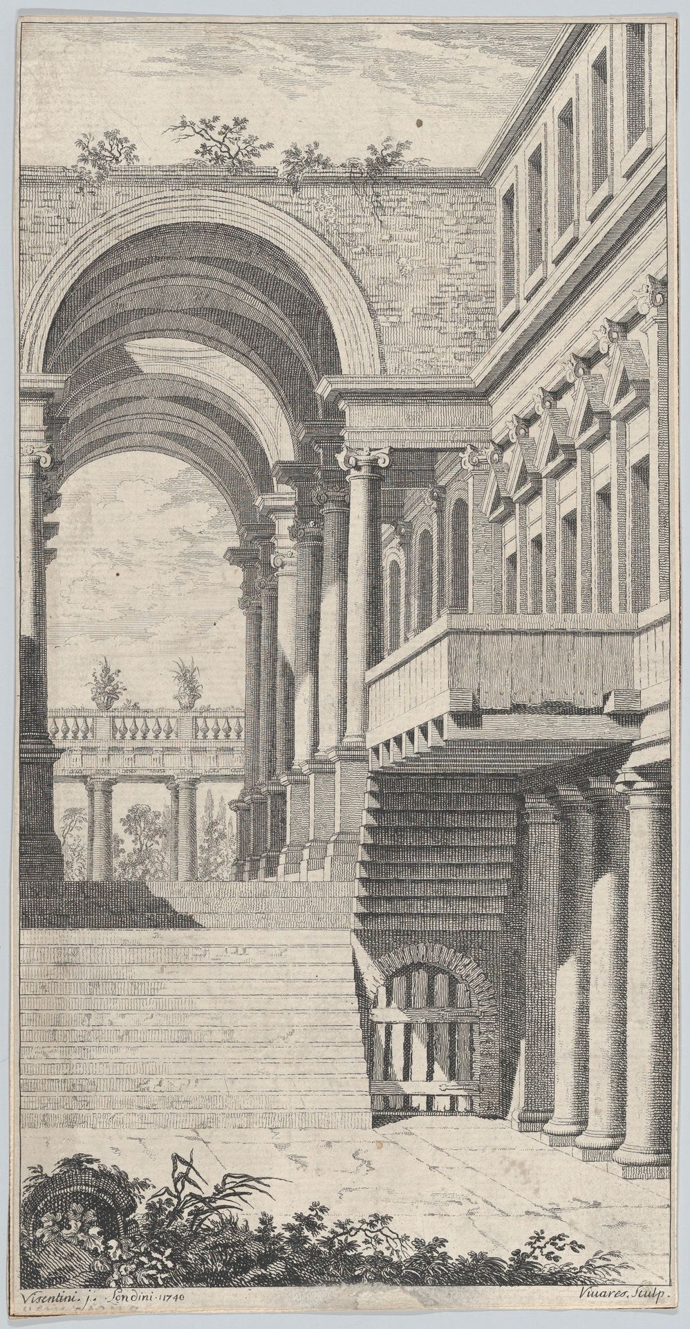 Architectural View with an Arch by François Vivares