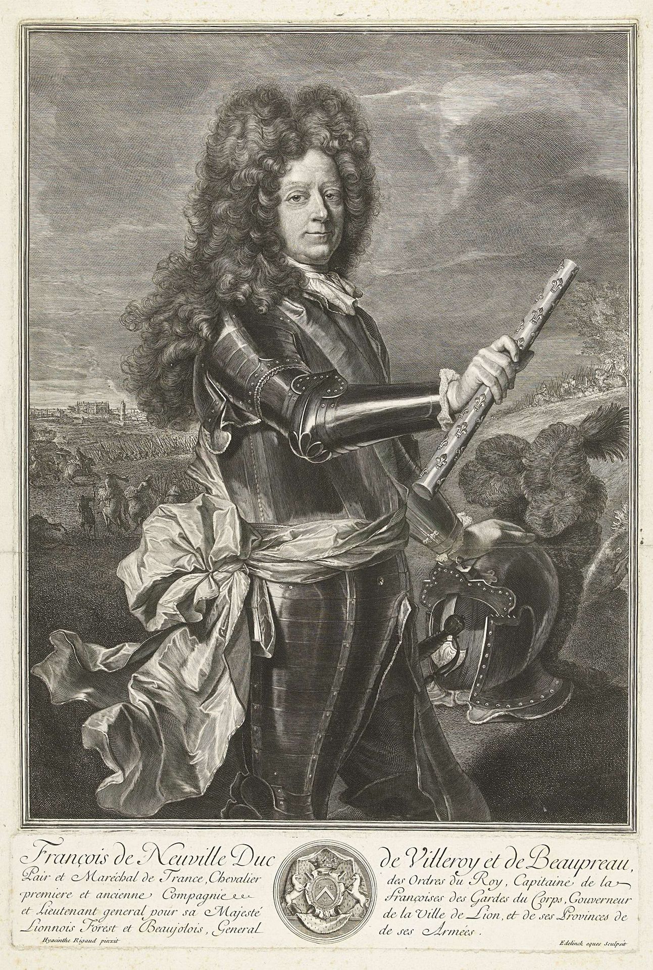 Portret van François de Neufville by Gérard Edelinck