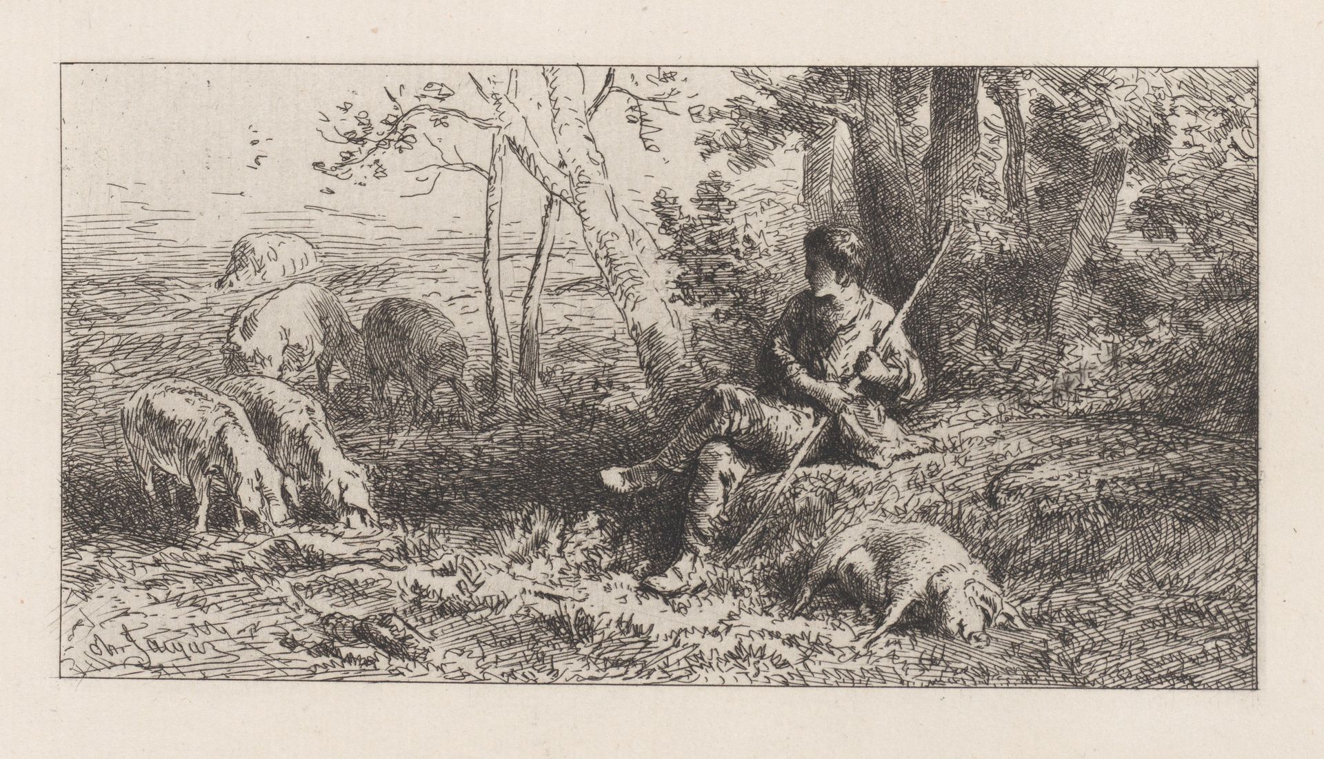 Small Pig Herd by Charles Jacque