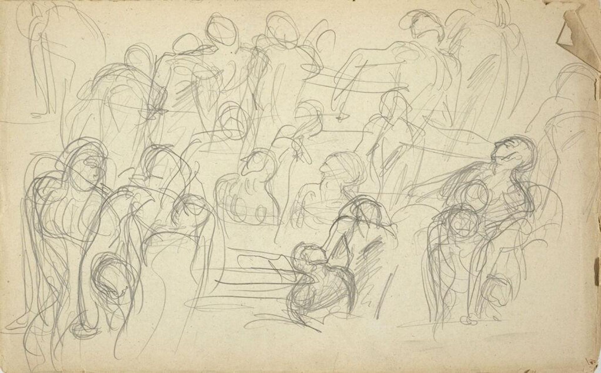 Sketches for Figures, "Judgment" Lunette, Boston Public Library (recto and verso) by John Singer Sargent