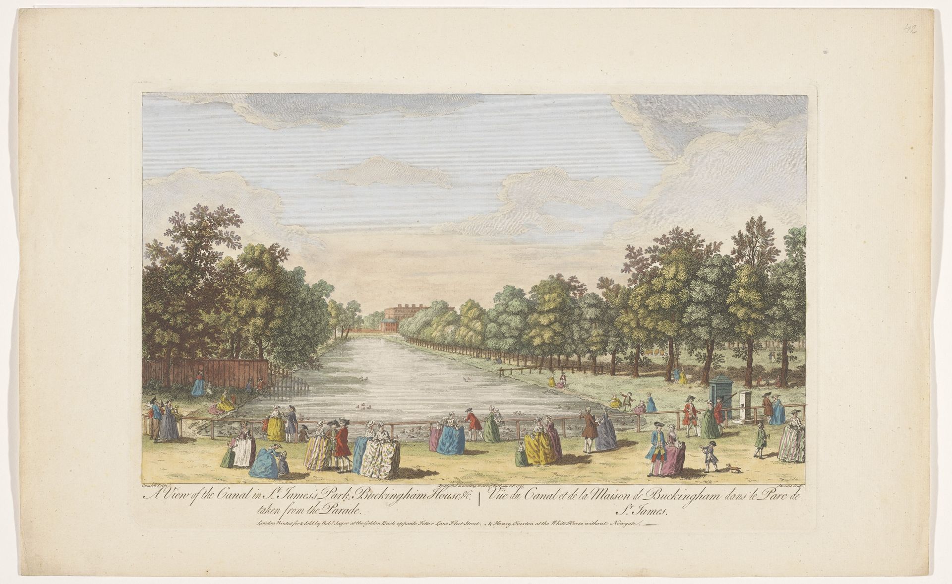 Gezicht op het kanaal in het Saint James's Park te Londen, gezien vanaf de Horse Guards Parade by Robert Sayer