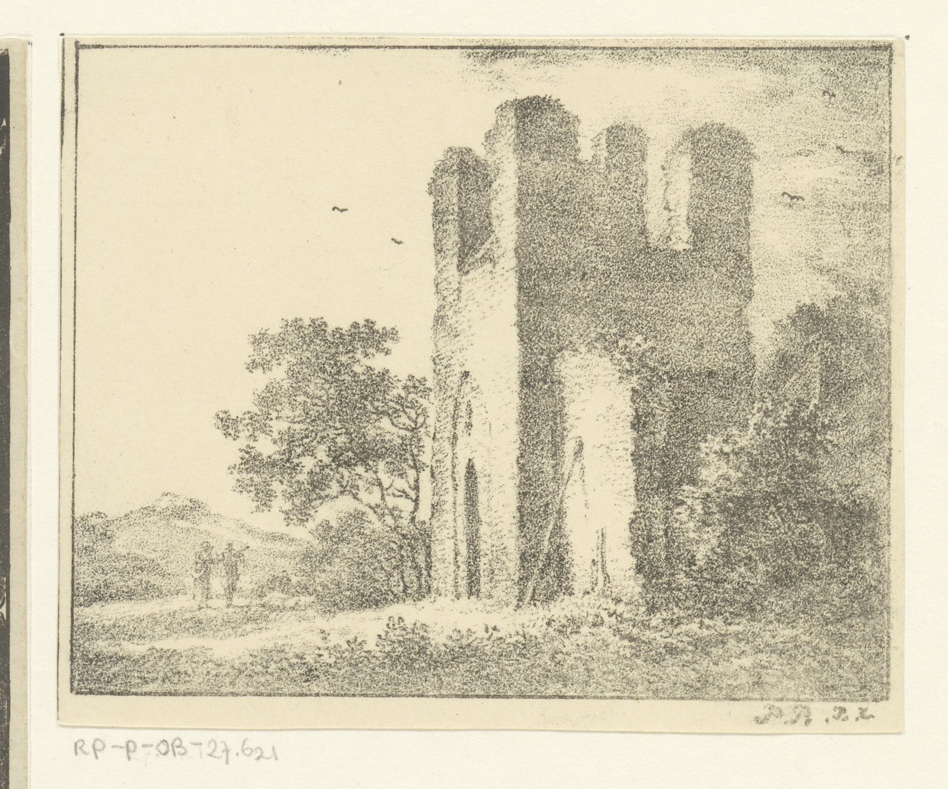 Ruïne met twee figuren by Pieter Bartholomeusz. Barbiers