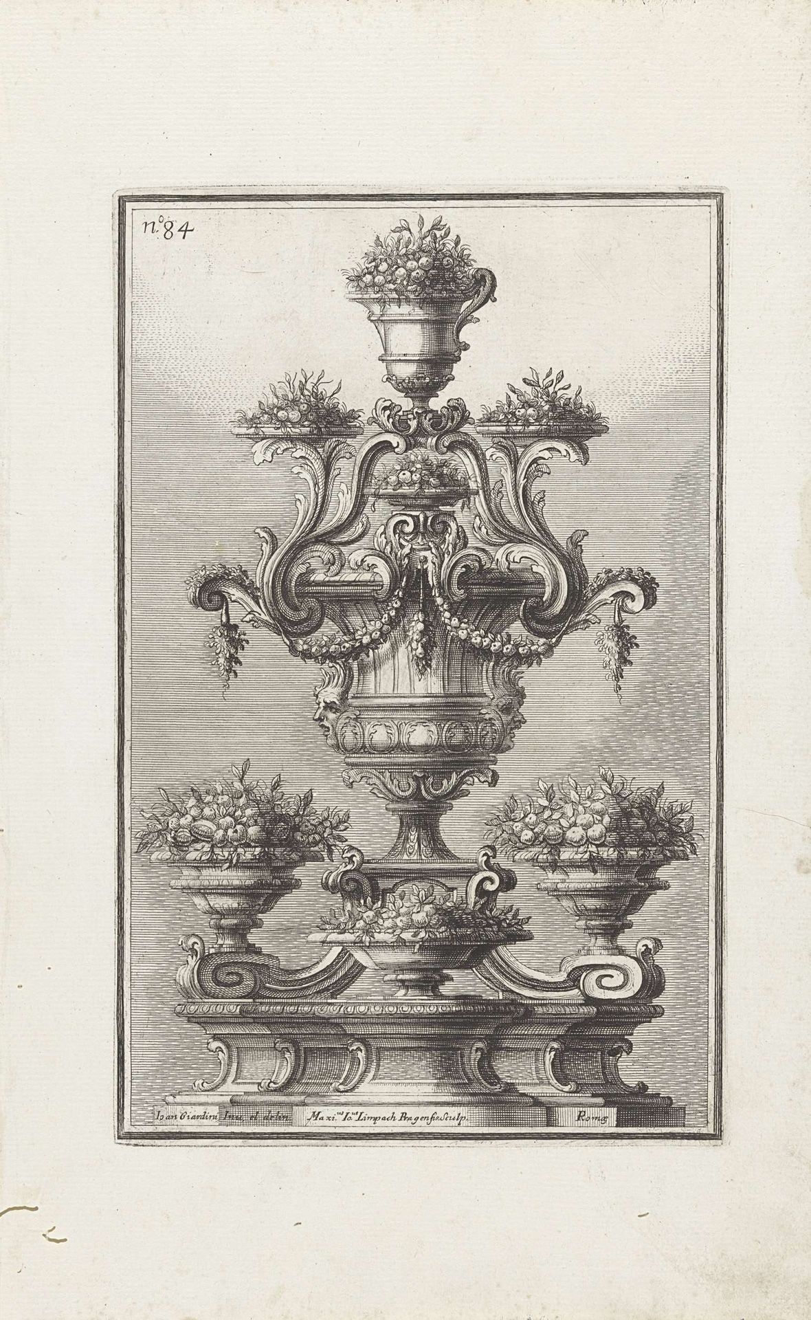 Ornament met vruchten en guirlandes by Maximilian Joseph Limpach