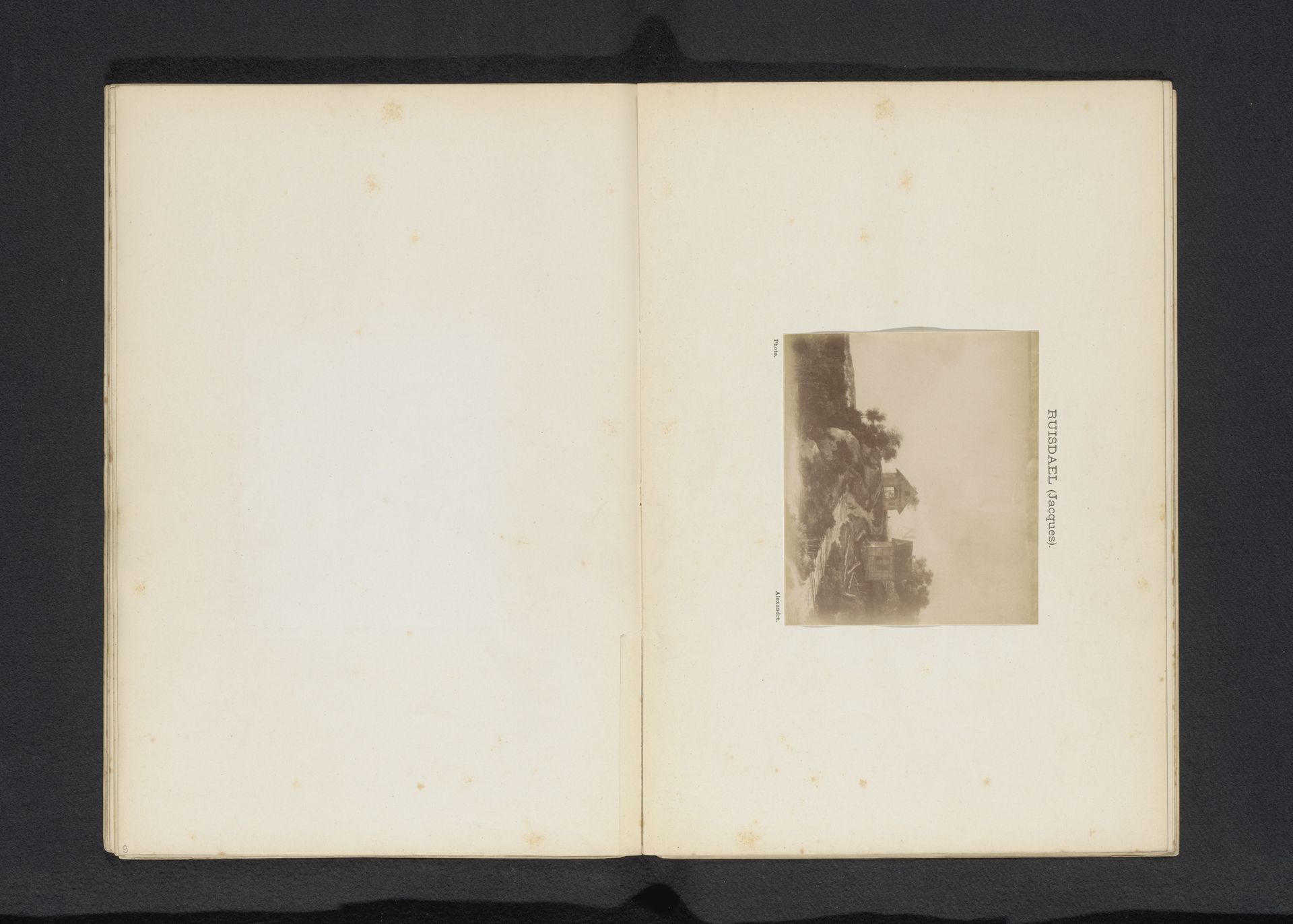 Fotoreproductie van een schilderij van een landschap met twee gebouwen door Jacob Isaaksz. van Ruisdael by Alexandre (fotograaf)