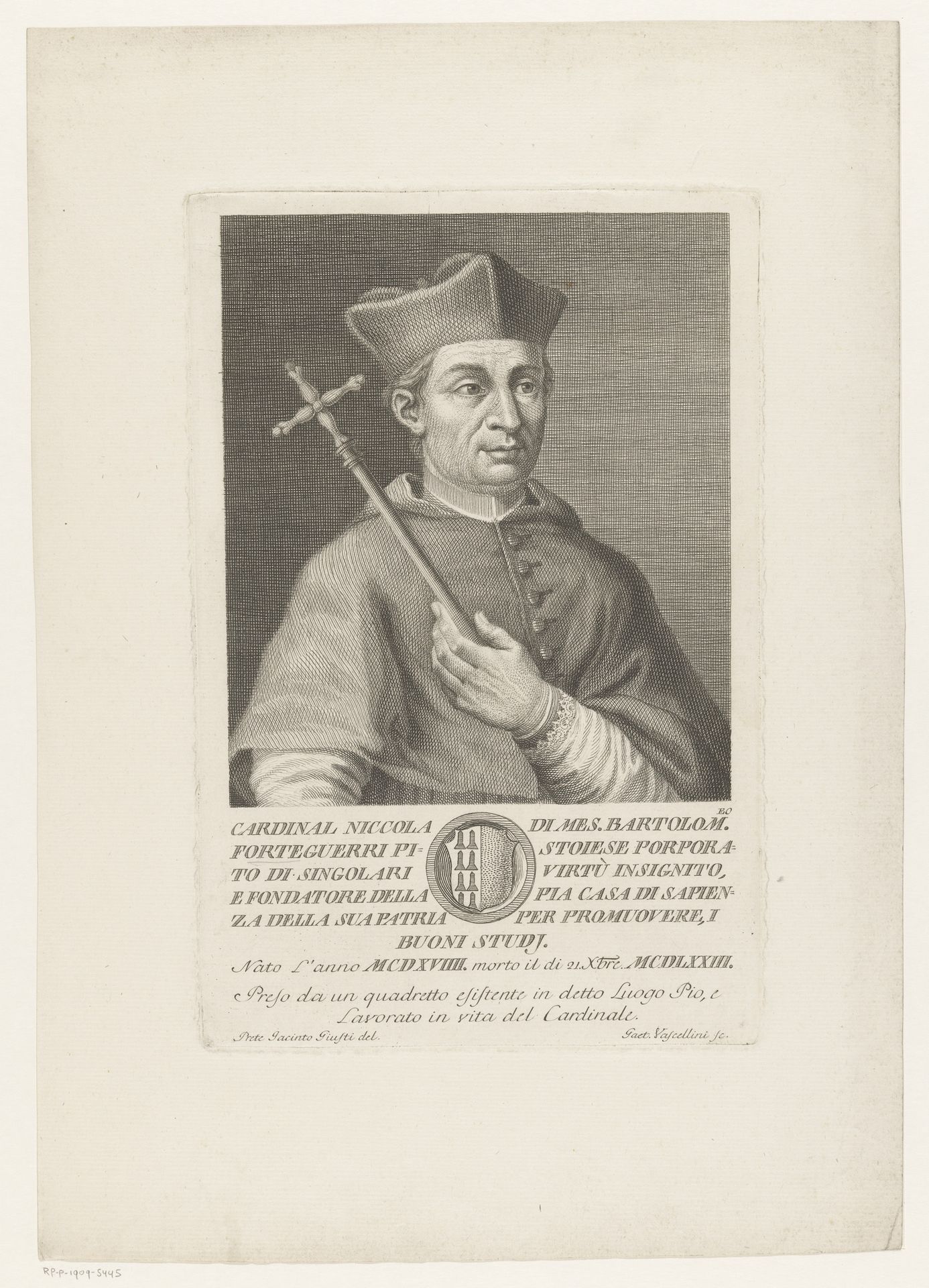 Portret van kardinaal Niccolò Fortiguerra by Gaetano Vascellini