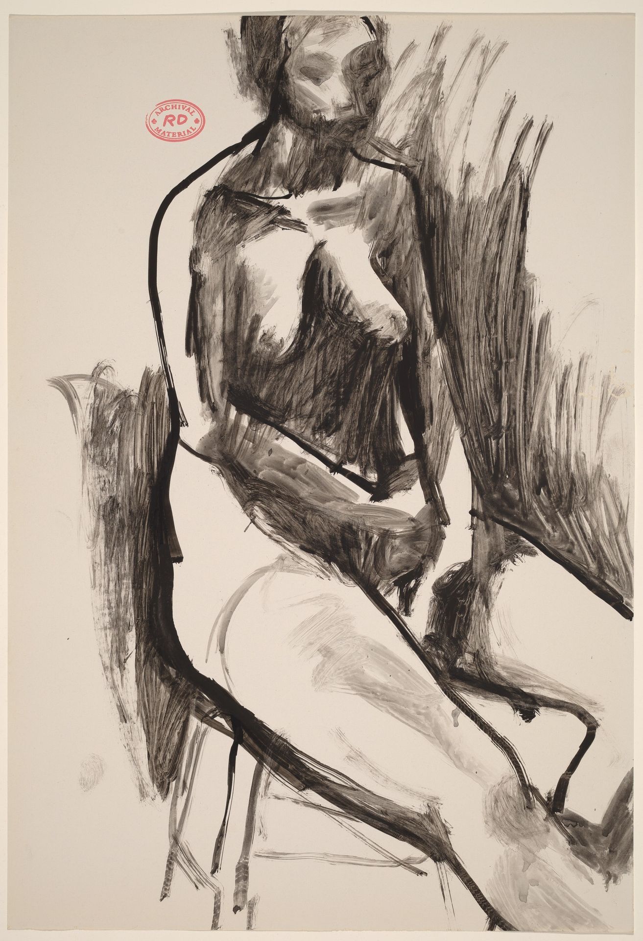 Untitled [seated female nude with arms in lap] by Richard Diebenkorn