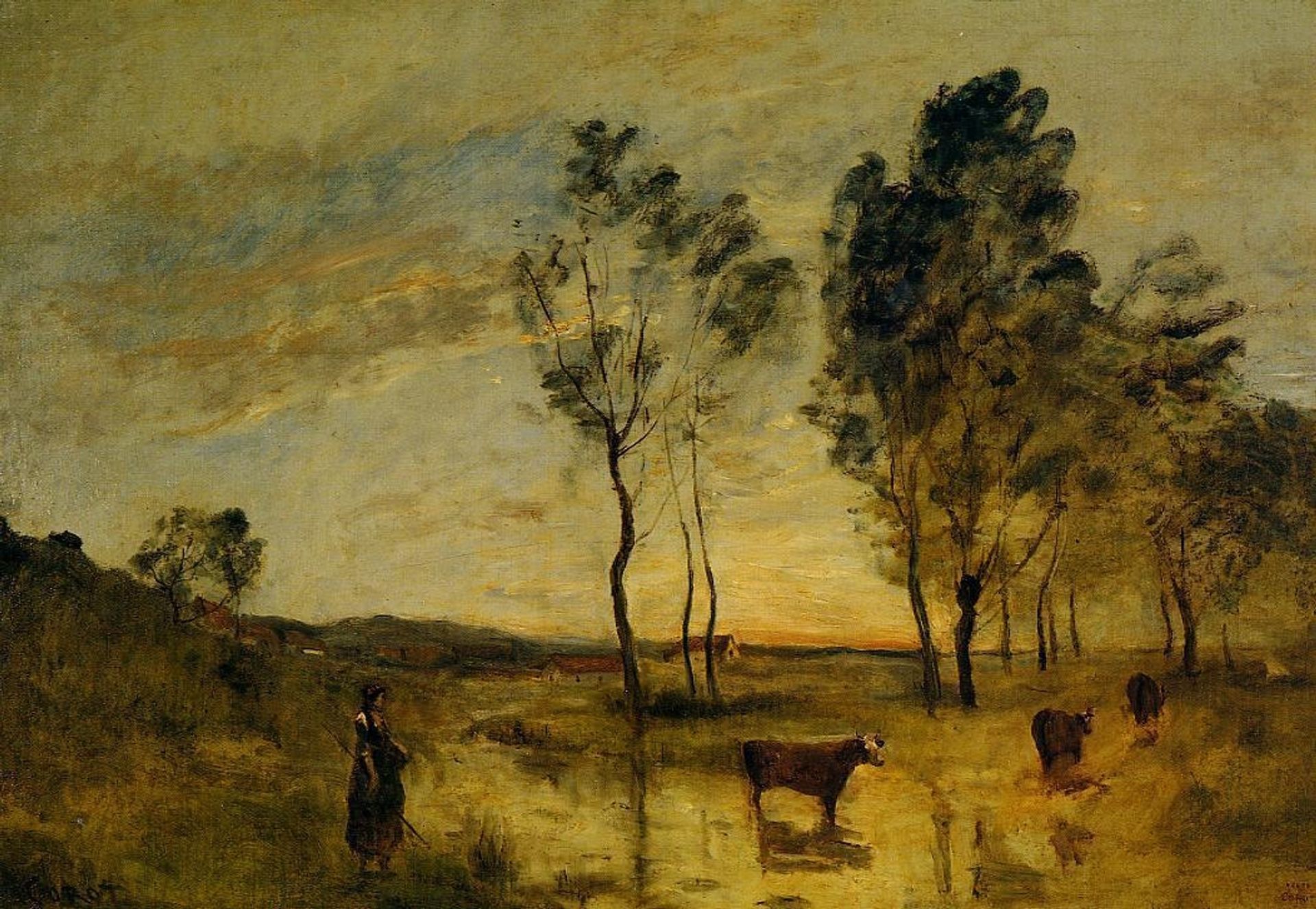 Le Gue (Cows on the Banks of the Gue) by Camille Corot