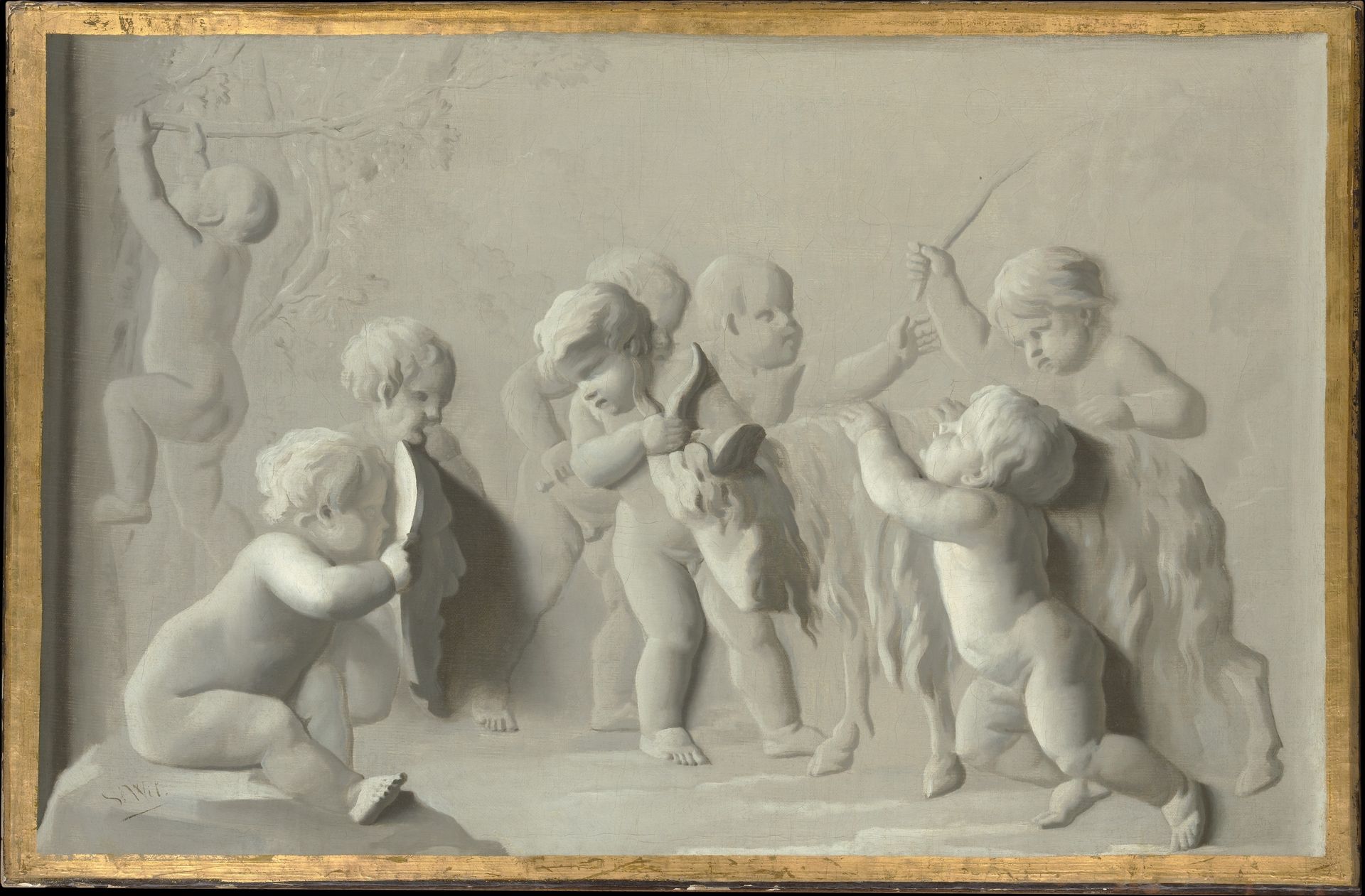 Children Playing with a Goat by Jacob de Wit