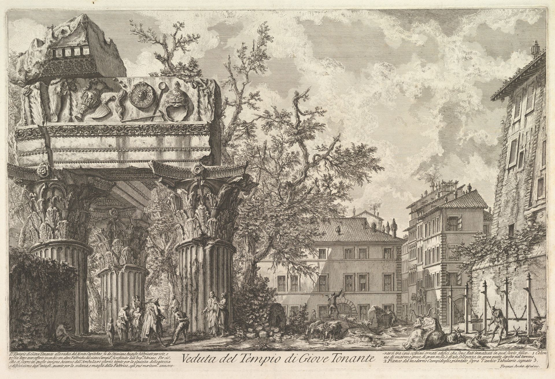The Temple of Vespasian and Titus (Veduta del Tempio di Giove Tonante) by Giovanni Battista Piranesi