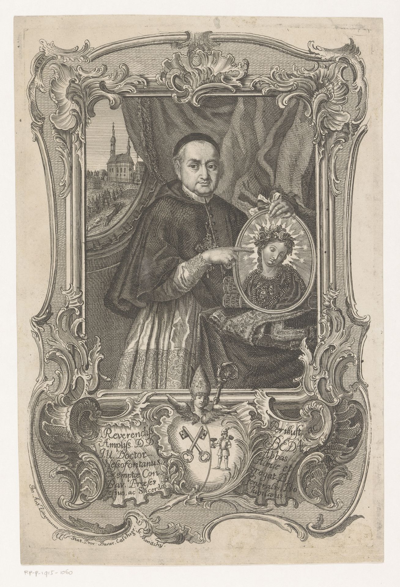 Portret van Beda Abbas Wessofontanus by Joseph Anton Zimmermann