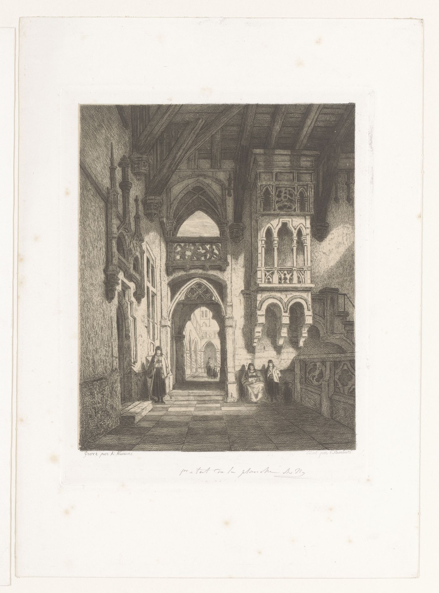 Gotische binnenplaats in Galicië by Auguste Numans