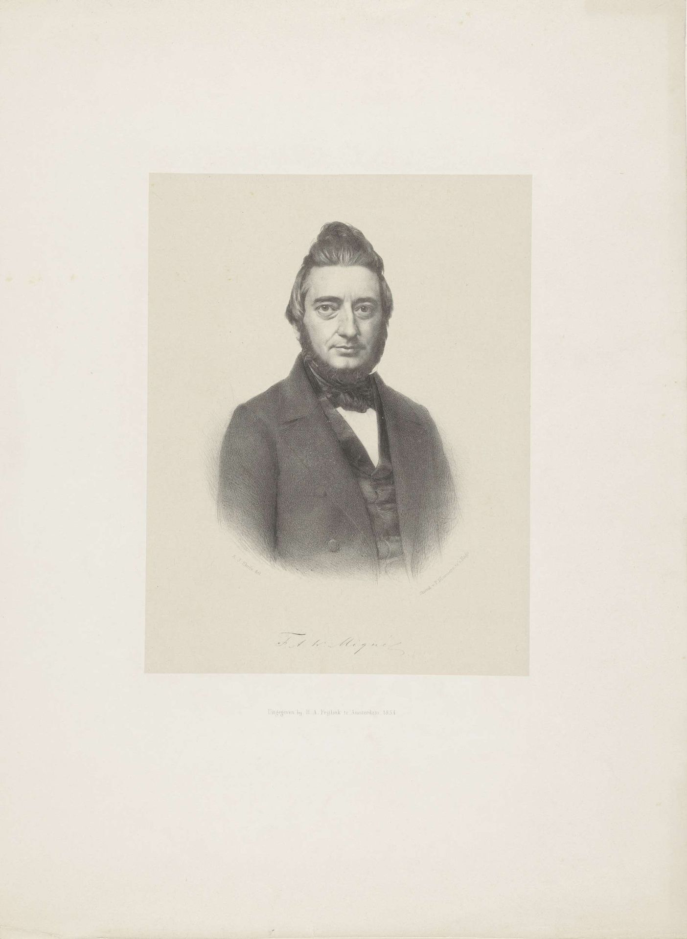 Portret van een onbekende man, mogelijk F.A.W. Miguel by Adrianus Johannes Ehnle